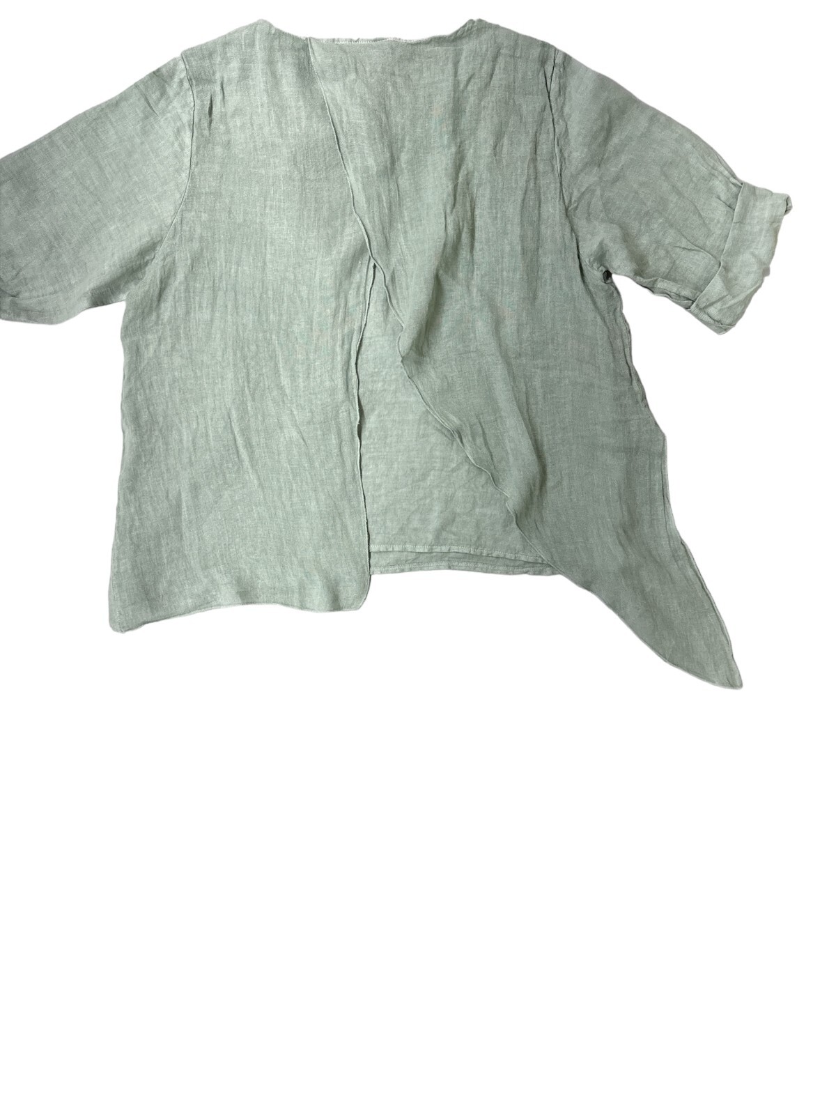 CAMILLE & CO 100% Linen Asymmetric Long Sleeve Made In Italy Women Shirt XL NWT