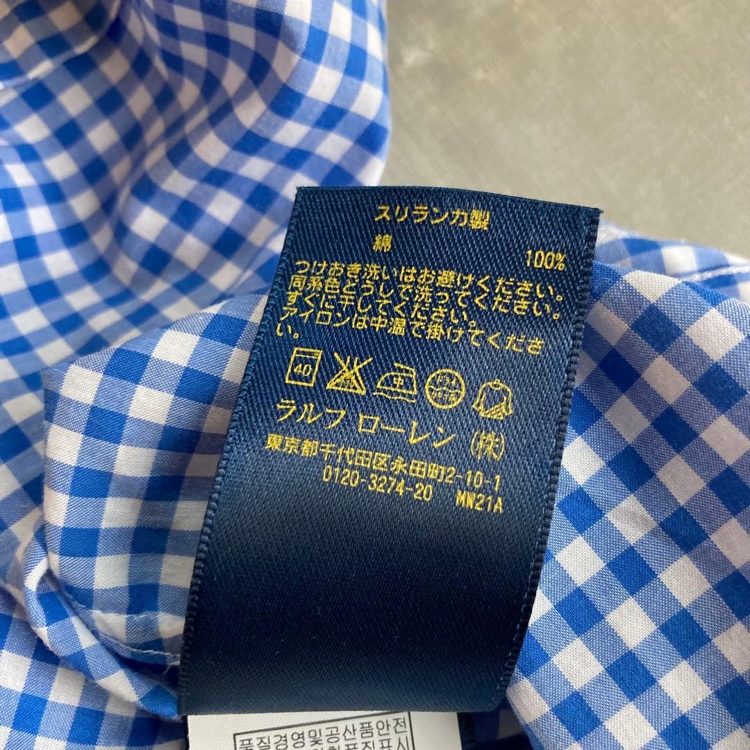 Ralph Lauren Women’s Long Sleeve Gingham Check Shirt S Blue Cotton Embroidered