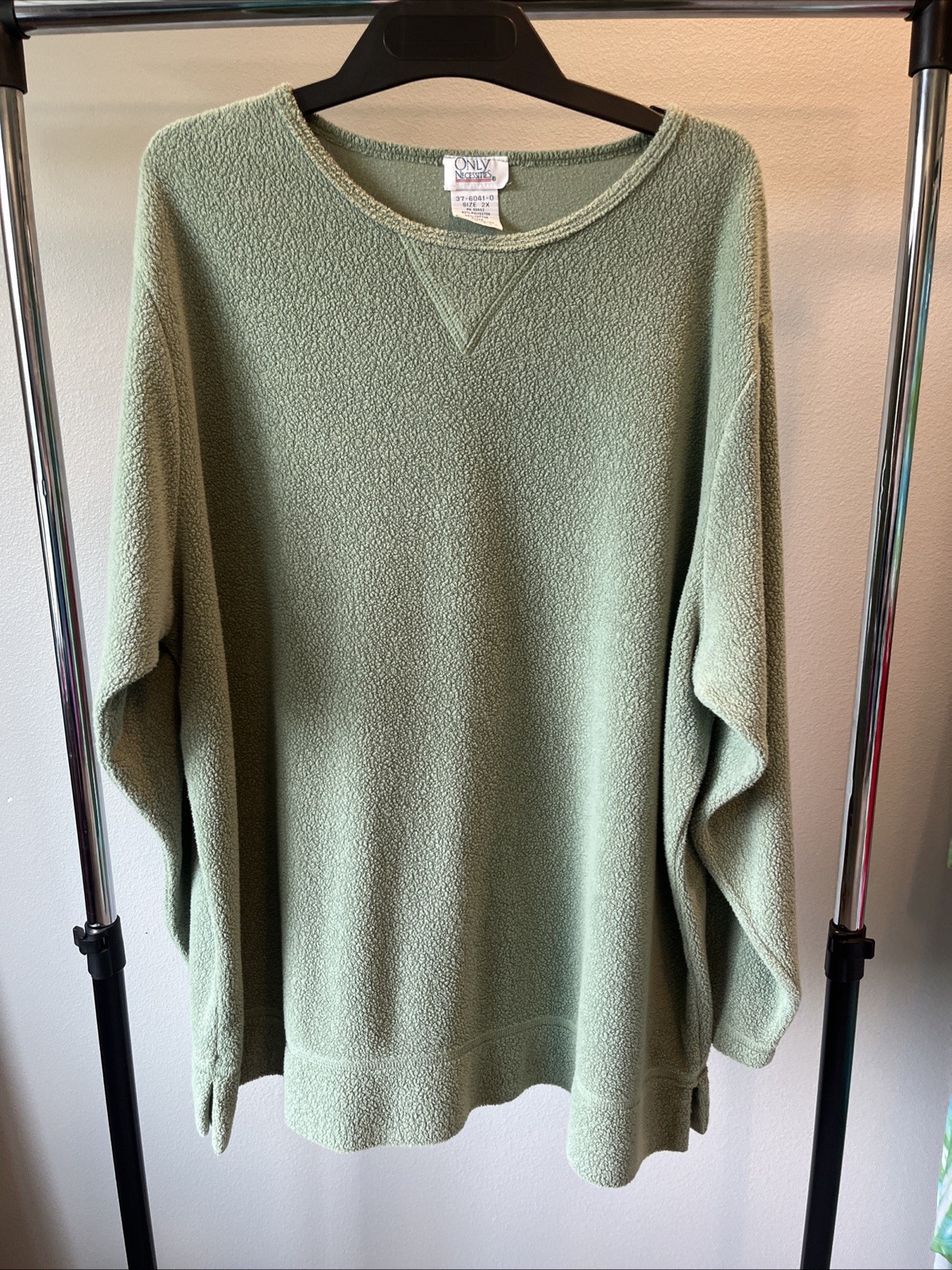 Women’s 2X Sage Green Medium Weight Textured Long Pullover Top