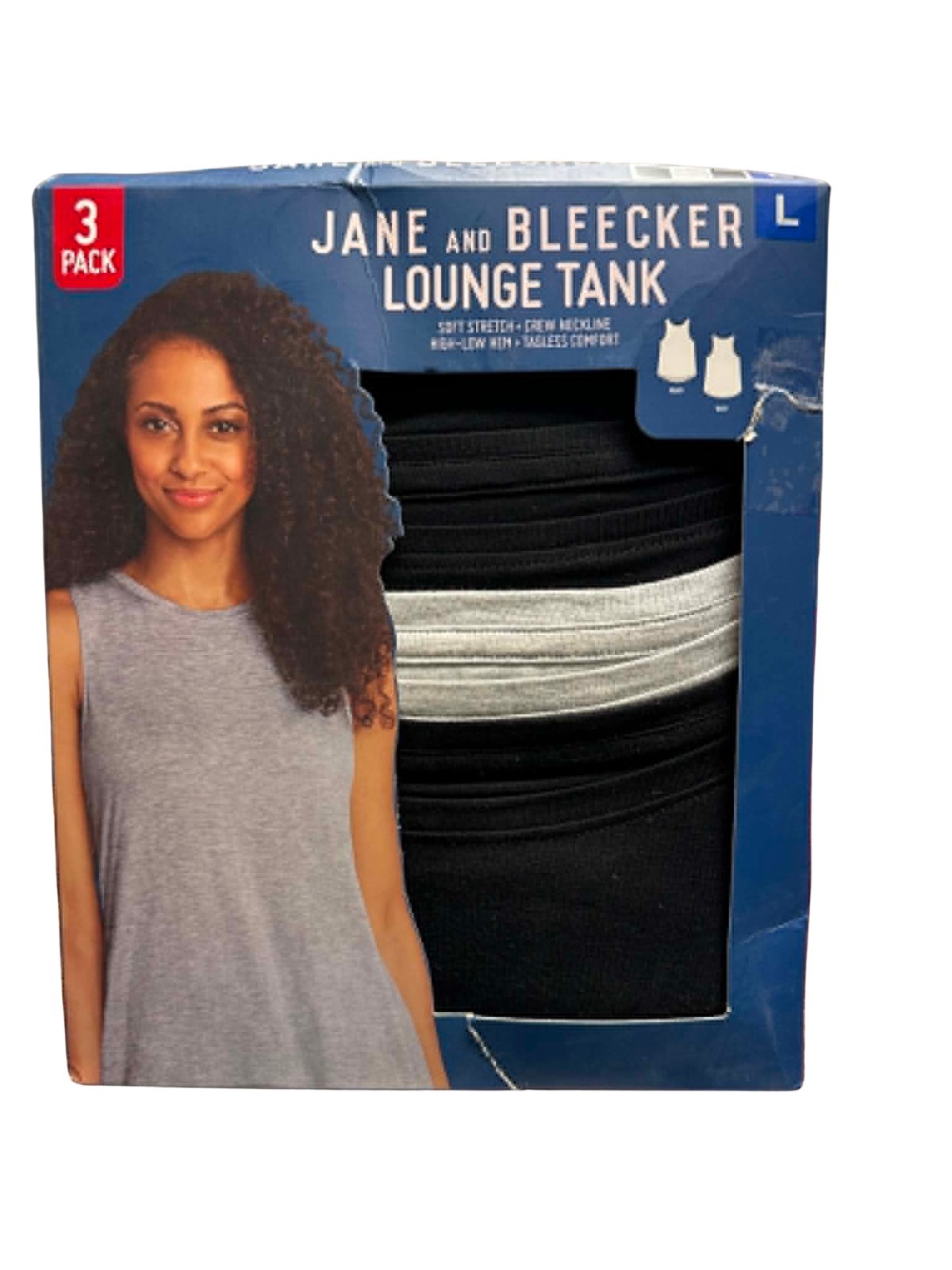 Jane and Bleeker Lounge Tank 3 Pack Large High Low Hem Tagless Crew Neckline