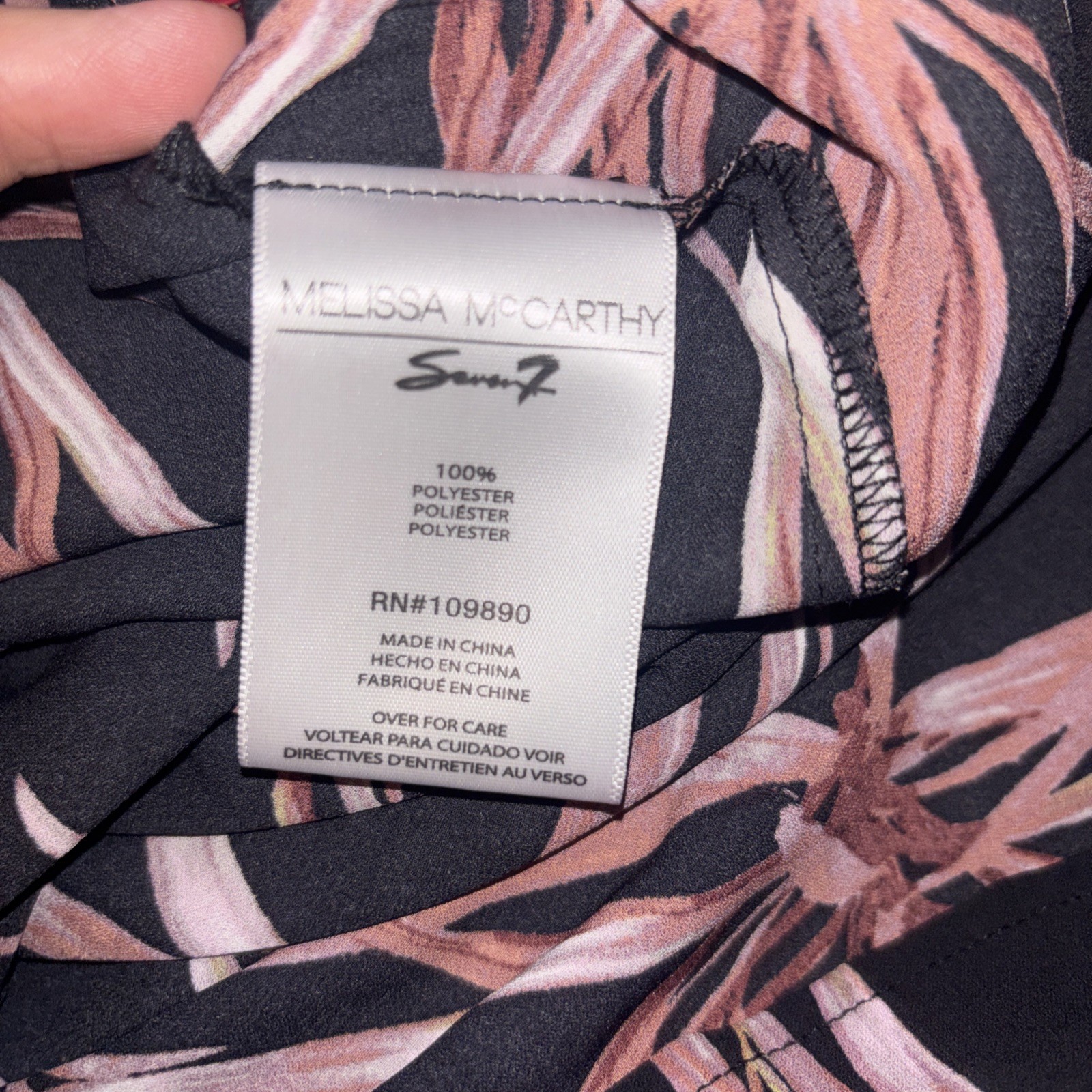 NEW Melissa McCarthy 0x Women’s Blouse Seven7 Palm Leaf Print Tunic Tie Blouse