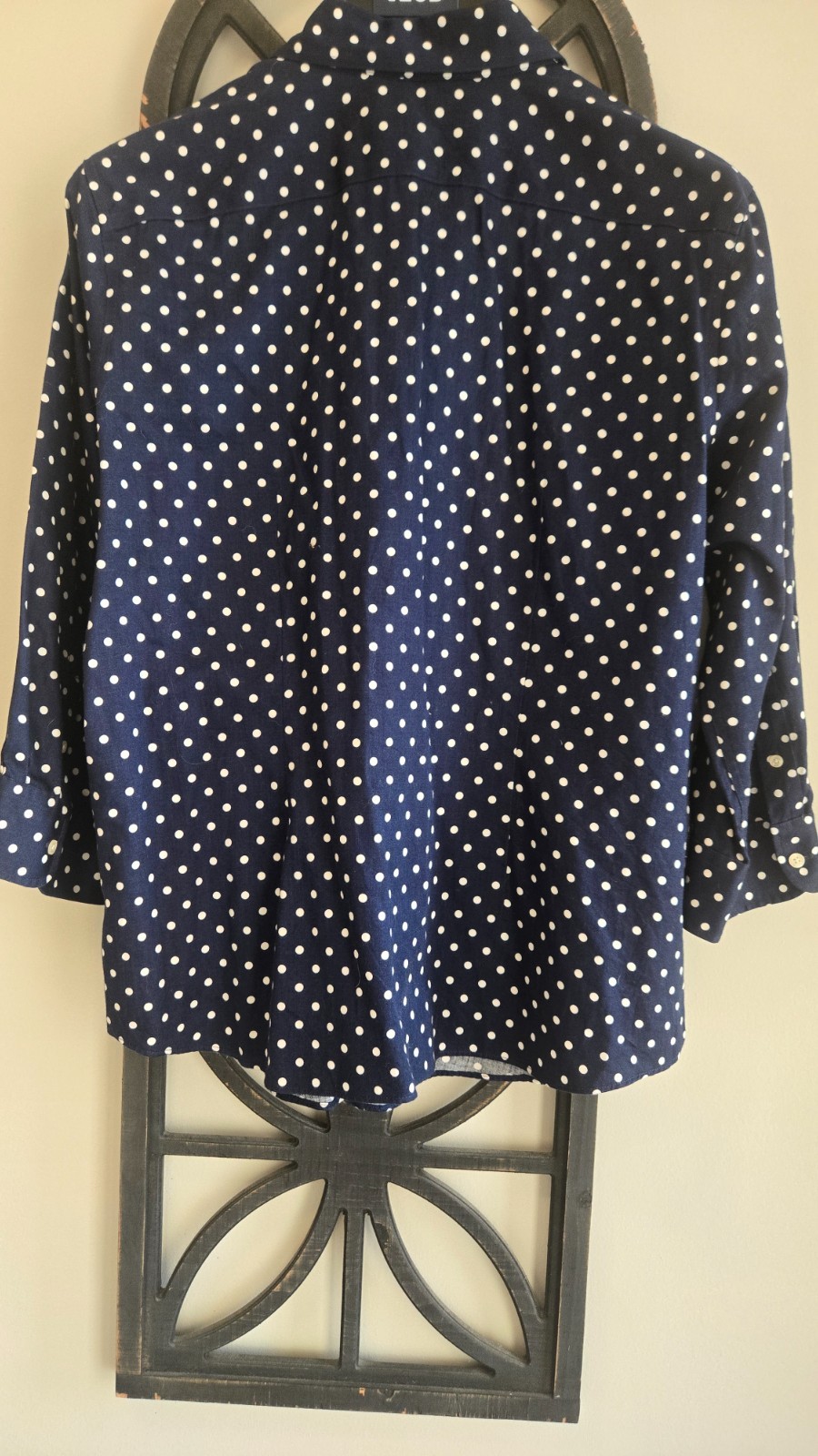 Chaps No Iron 100% Cotton Polka Dot Button-Up Shirt (Women’s Plus Size 1X),