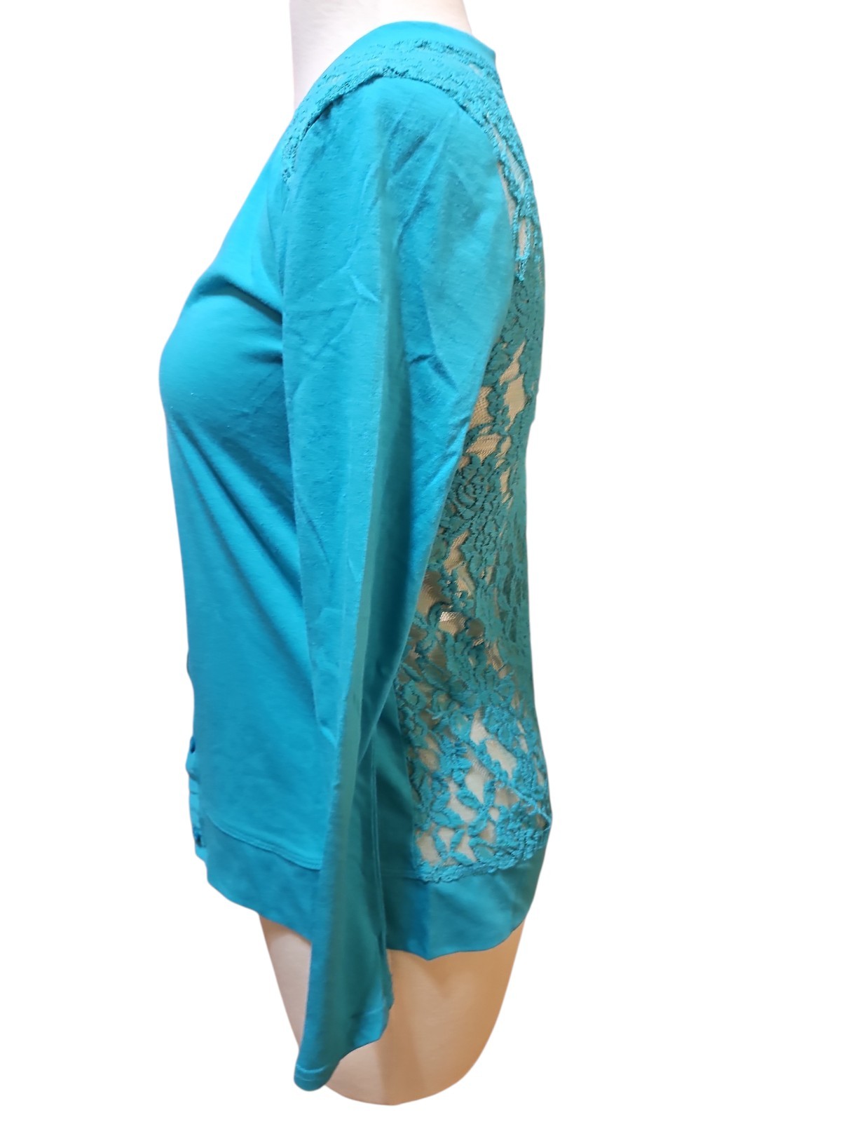 Sofra Cardigan Lace Women M Green Long Sleeve Floral Lightweight Travel Boho New