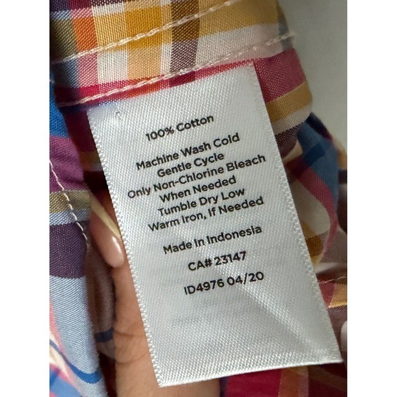 Talbots Plus Petite Button Down Shirt Plaid Red Blue Yellow Cotton Preppy 2XP
