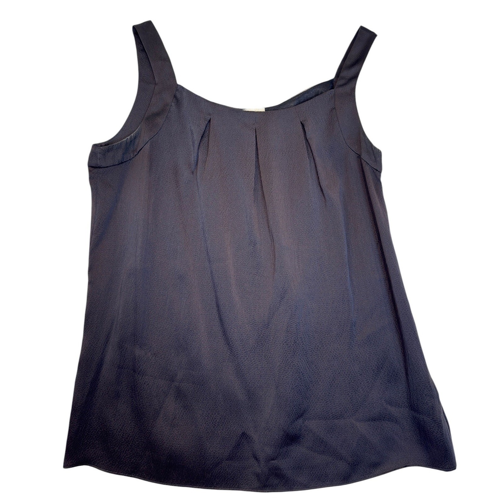 J Crew Black Silk Shell Top Textured Pleated Side Zip Sz 2 Quiet Luxury Career