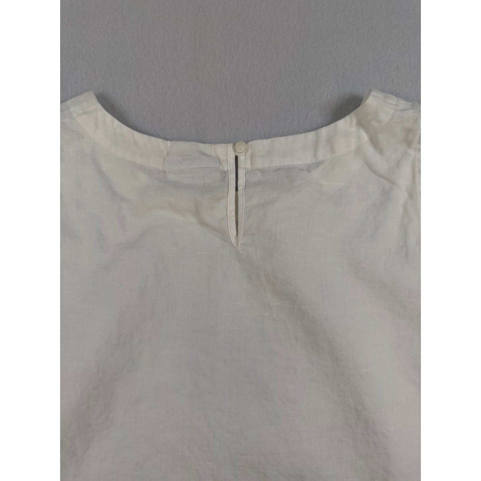 Liz Claiborne Womens Cream Linen Blend Sleeveless Shell Top Keyhole Back L