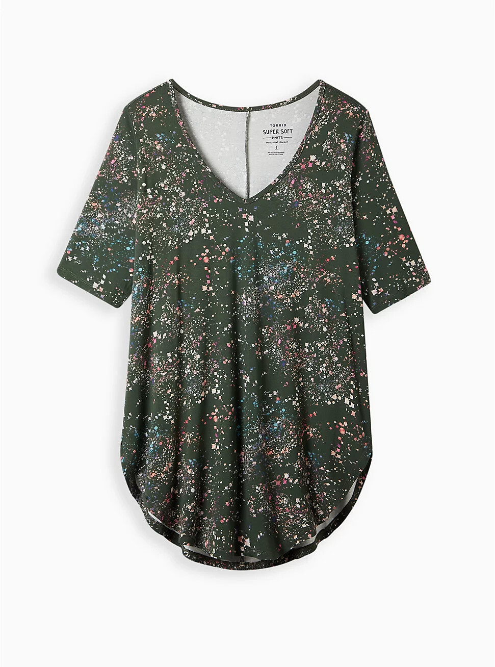Torrid V Neck Favorite Tunic Super Soft Splatter Olive Green 2 2x 18 20 #A47828