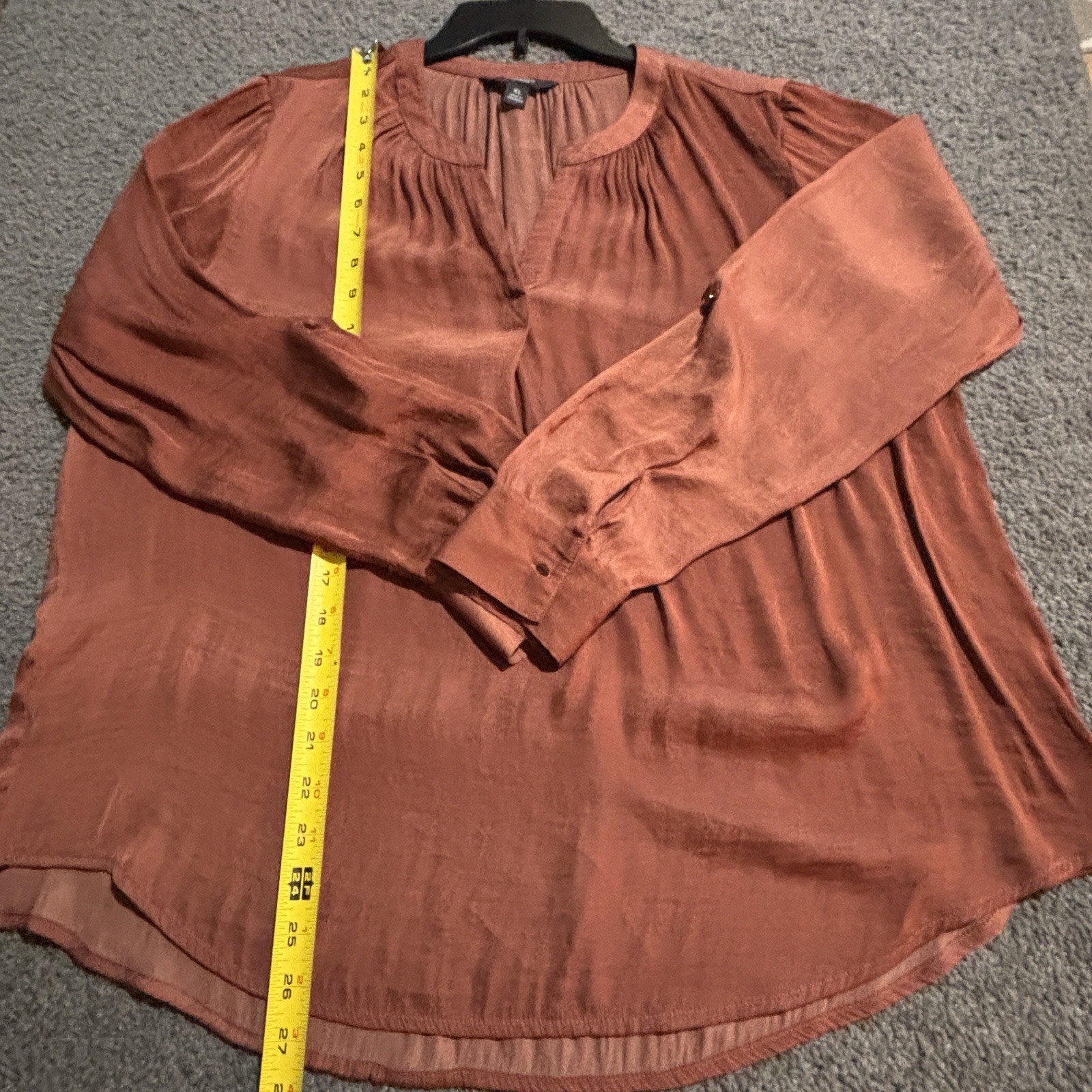 SIMPLY VERA Top Women Sz XL Copper Whimsy Grunge Elegant Popover Breezy Tunic