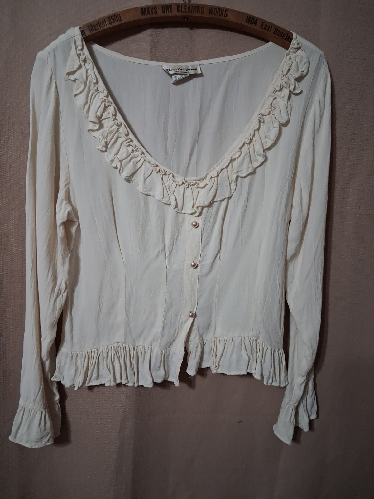 Vintage Boho Alexander Brown Los Angeles Ruffled Fairycore Blouse 90s