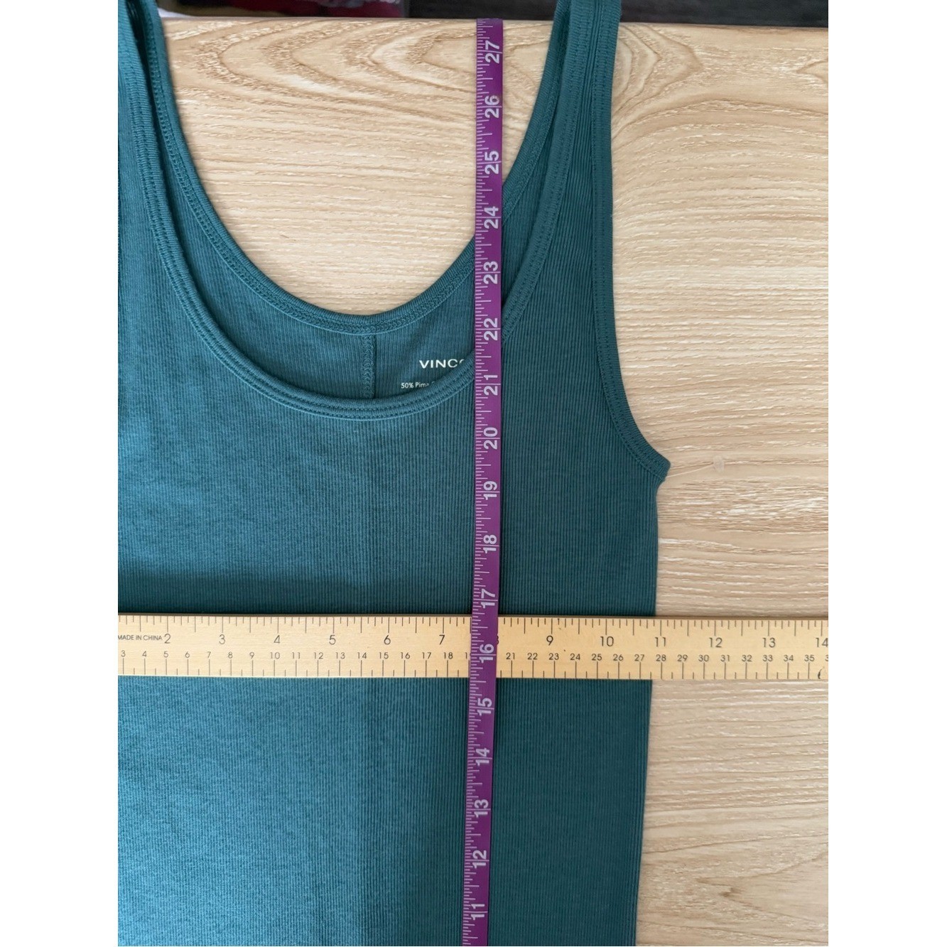 Vince Medium Pima Cotton Modal Tank Teal Blue Fitted Lounge Comfy
