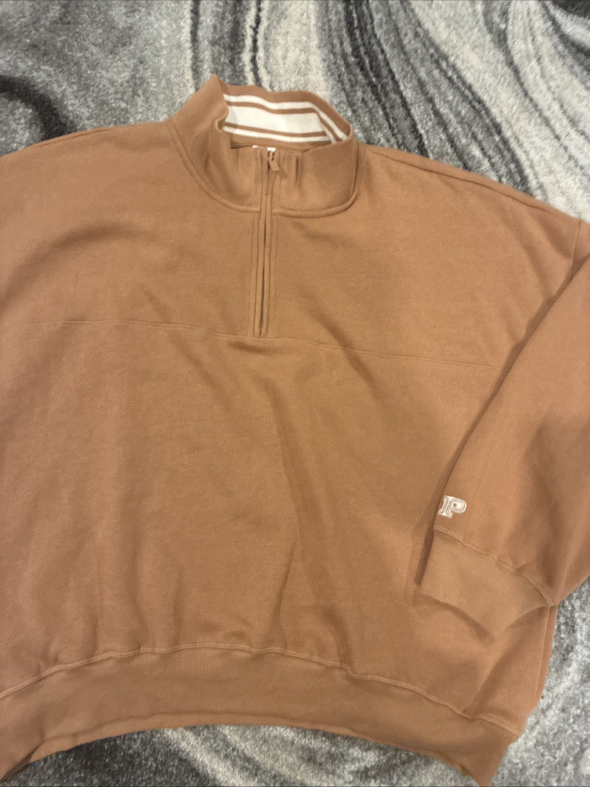 New Victoria’s Secret Pink Knit Top (XXL) Jacket Logo Toffee Zip NWT