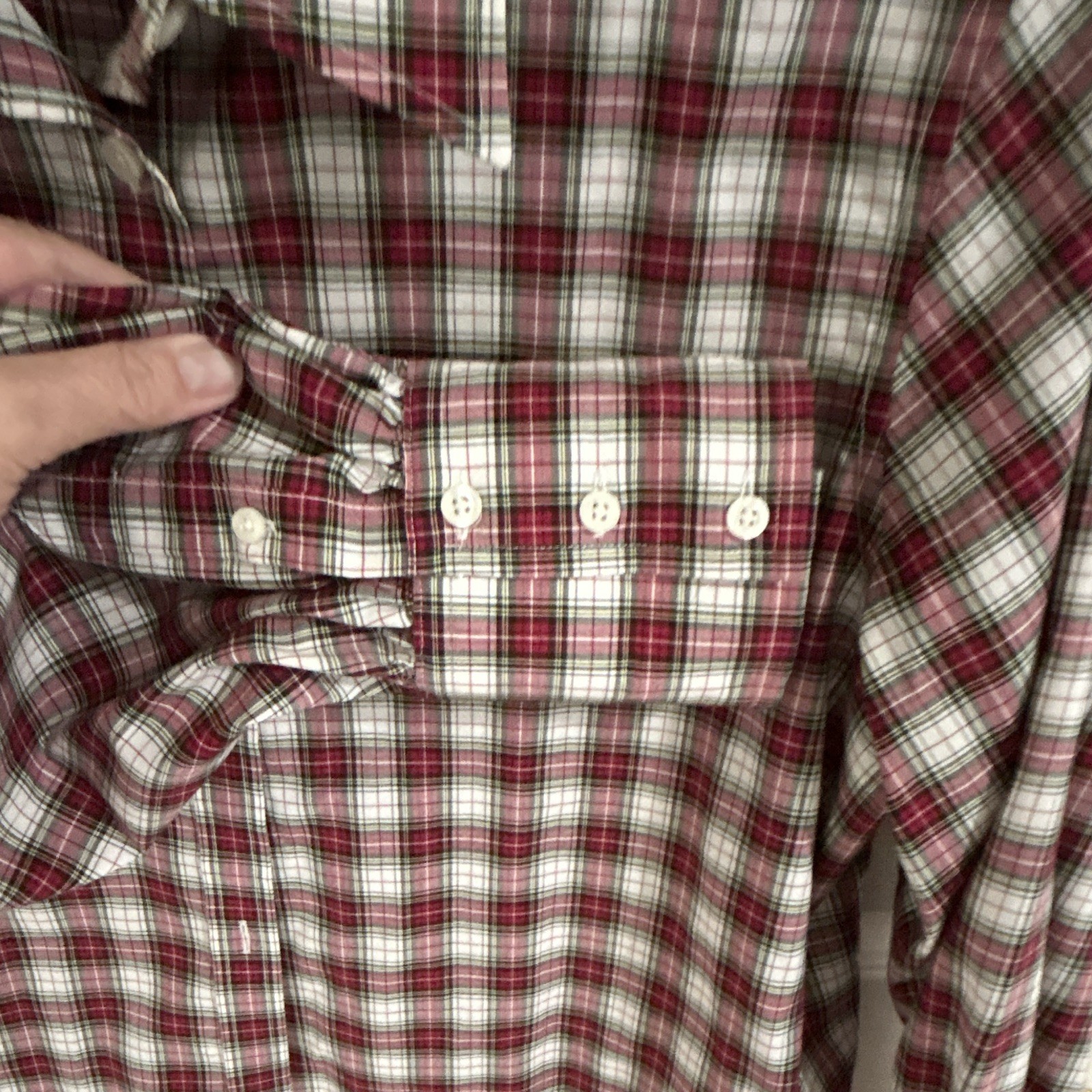 Chaps Women’s L Plaid Cotton Woven Button-Up Shirt Pockets Point Collar