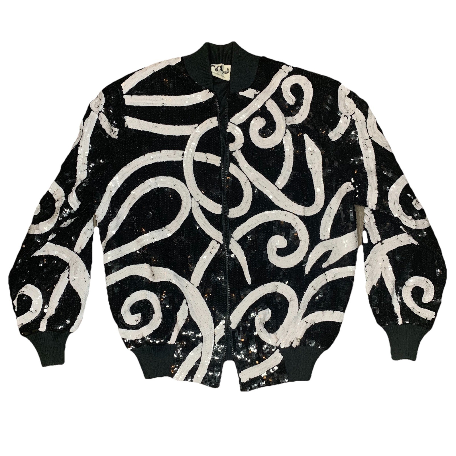 VINTAGE RARE PURE SILK Talk Of The Walk Full Sequined Bomber Jacket MEASUREMENTS