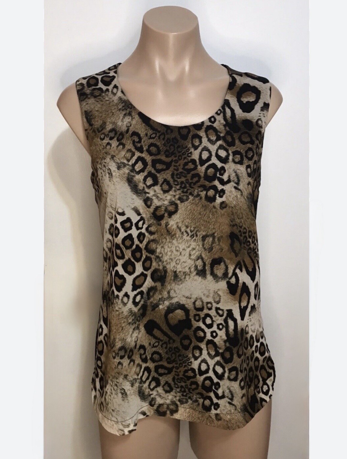 Exclusively Misook Leopard Print Sleeveless Tank Top Wmns L Neutral Luxury Basic