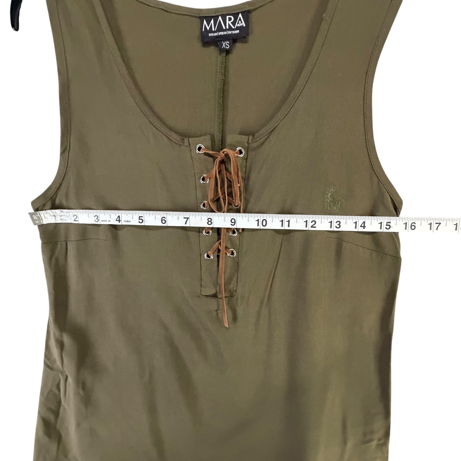 Mara & Meru Safari Lace Up Tank Top Womens XS Olive Green Outdoor Adventure Gorp