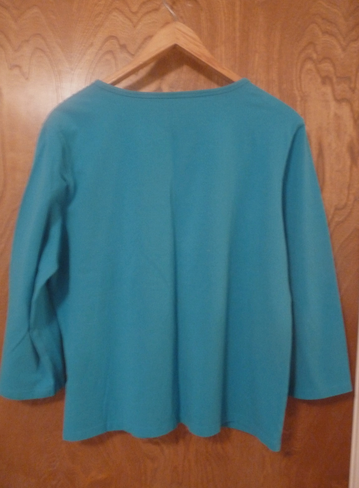 J.JILL Supersoft Crossover Tee Teal 3/4 Sleeve Stretch Knit Top Size L