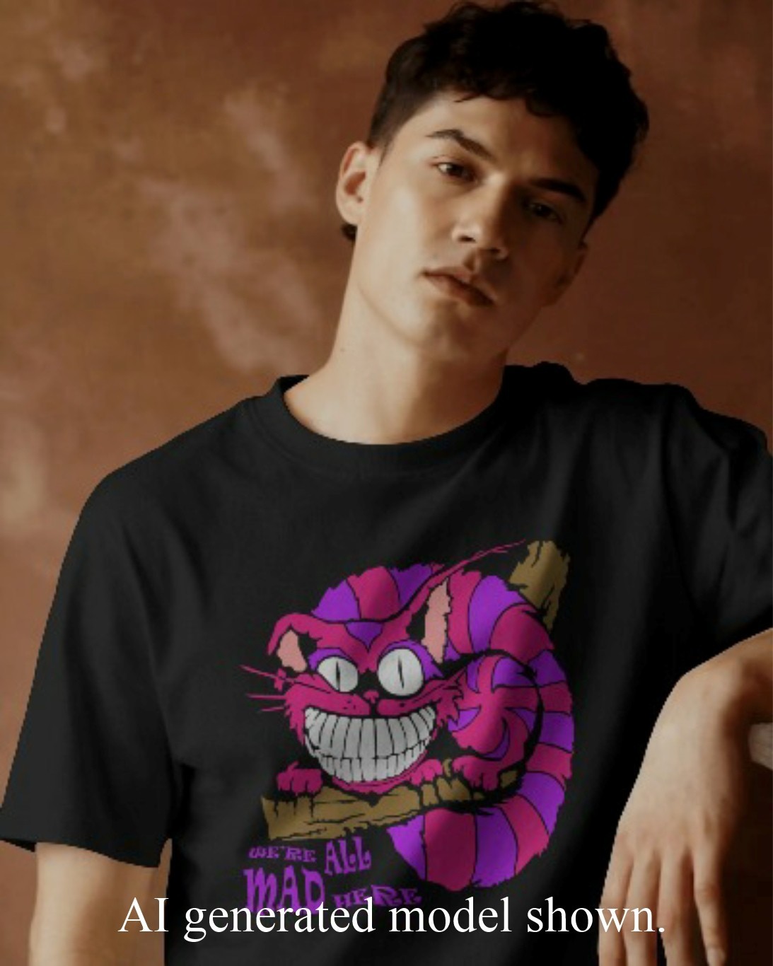 CHESHIRE CAT tshirt ‘We’re all mad here’ glow in the dark T-Shirt.Unisex +ladies