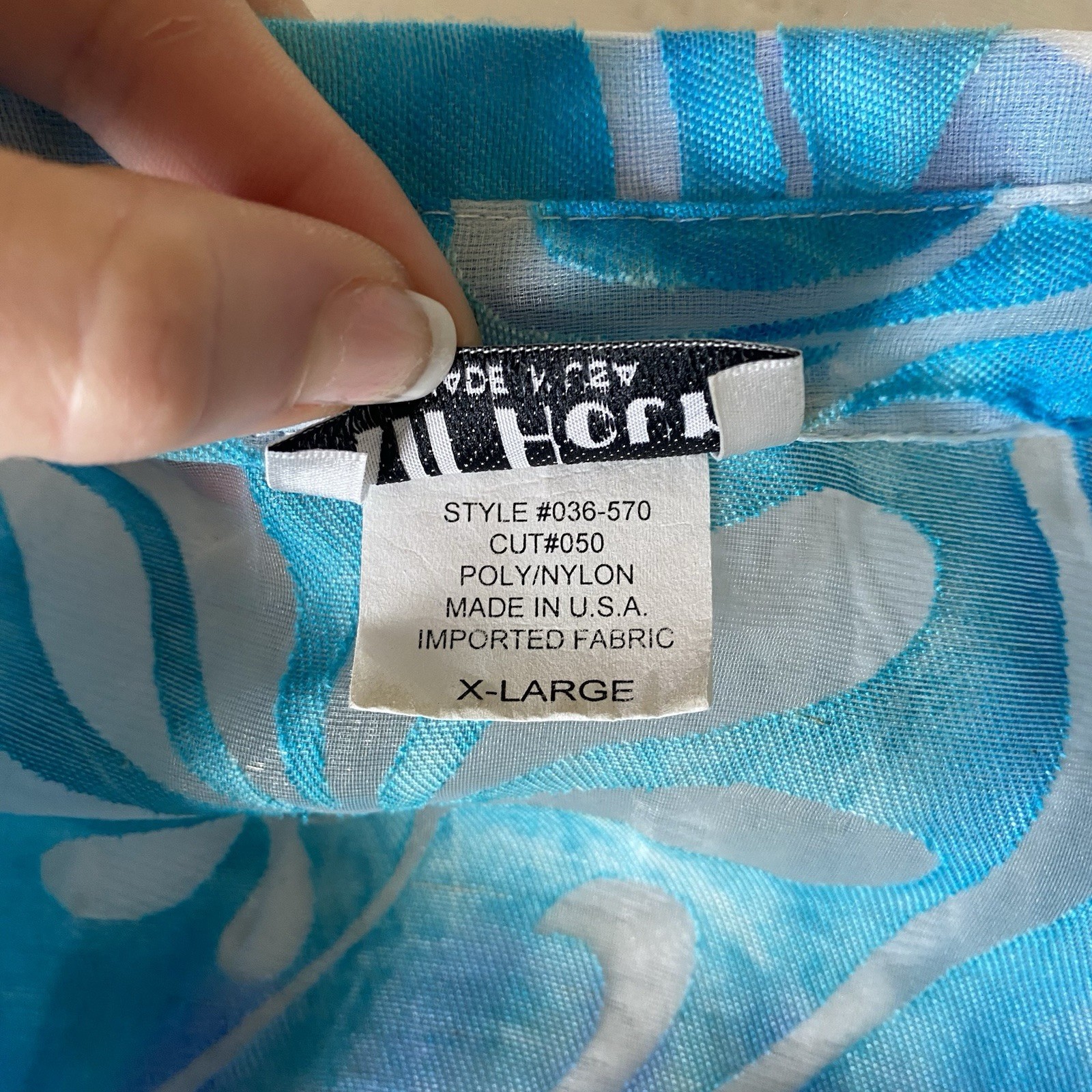 ALL HOURS Women XL Turquoise Blue Sheer Button Front Blouse USA Made Vtg Artsy