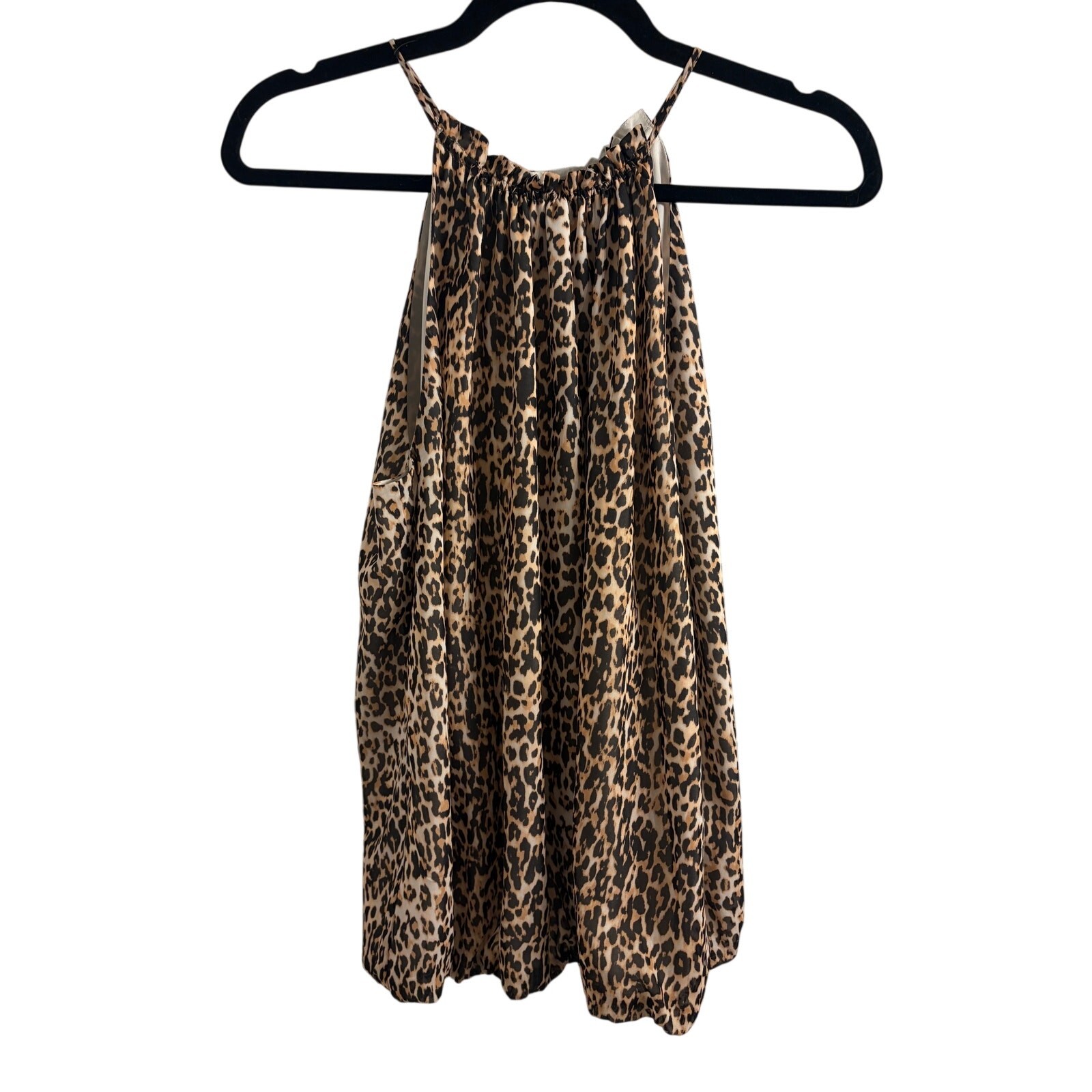 Alex Marie Leopard Print Halter Neck Sleeveless Blouse Animal Print Satin Look M