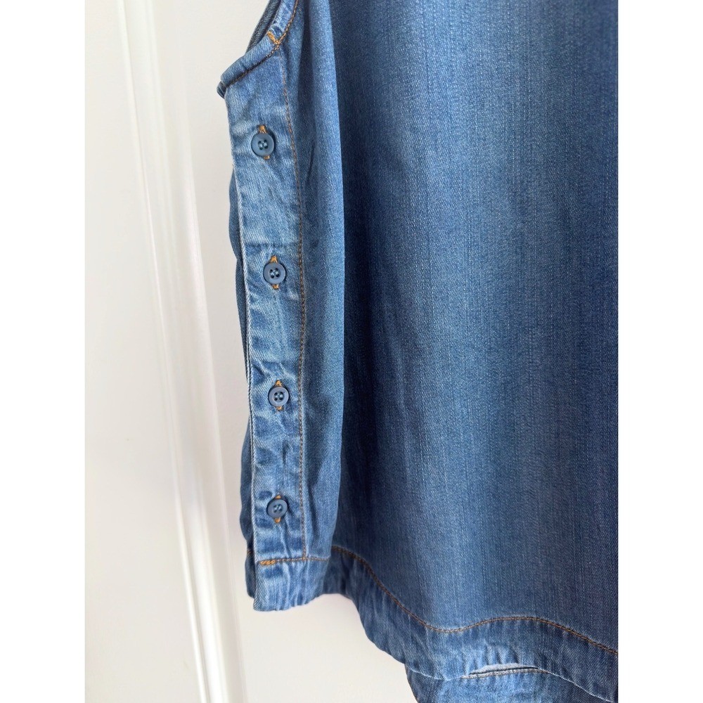 Velvet Heart Los Angeles Denim Sleeveless Side Button Tank Top Medium Wash L
