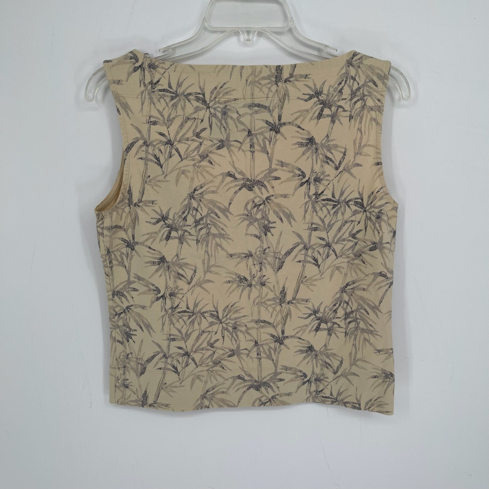 Liz Claiborne Vintage Women’s Beige Bamboo Boat Neck Sleeveless Tank Top Size M