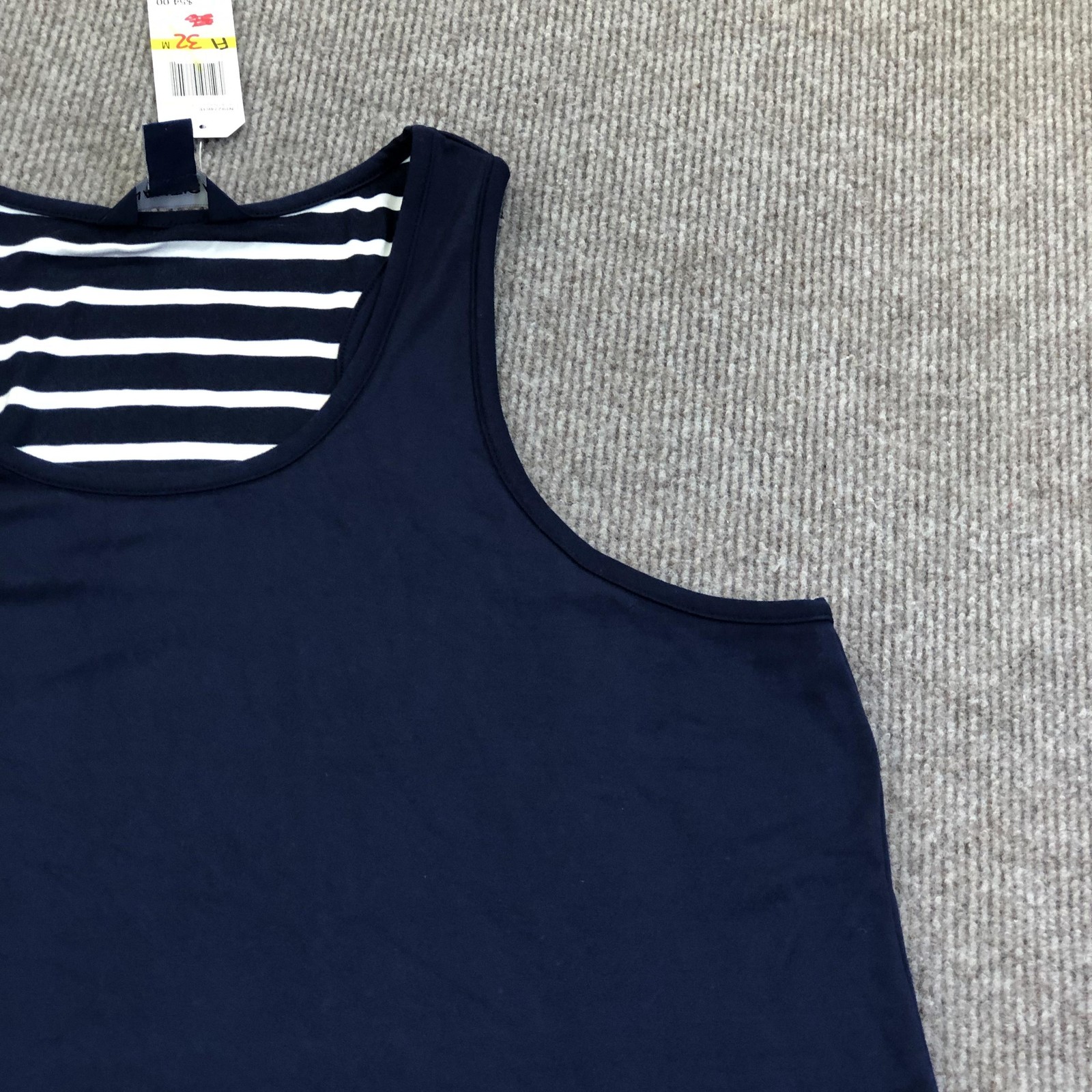 Nautica Tank Top Womens Medium Blue Stripe Racerback Jersey NWT Summer Nautical