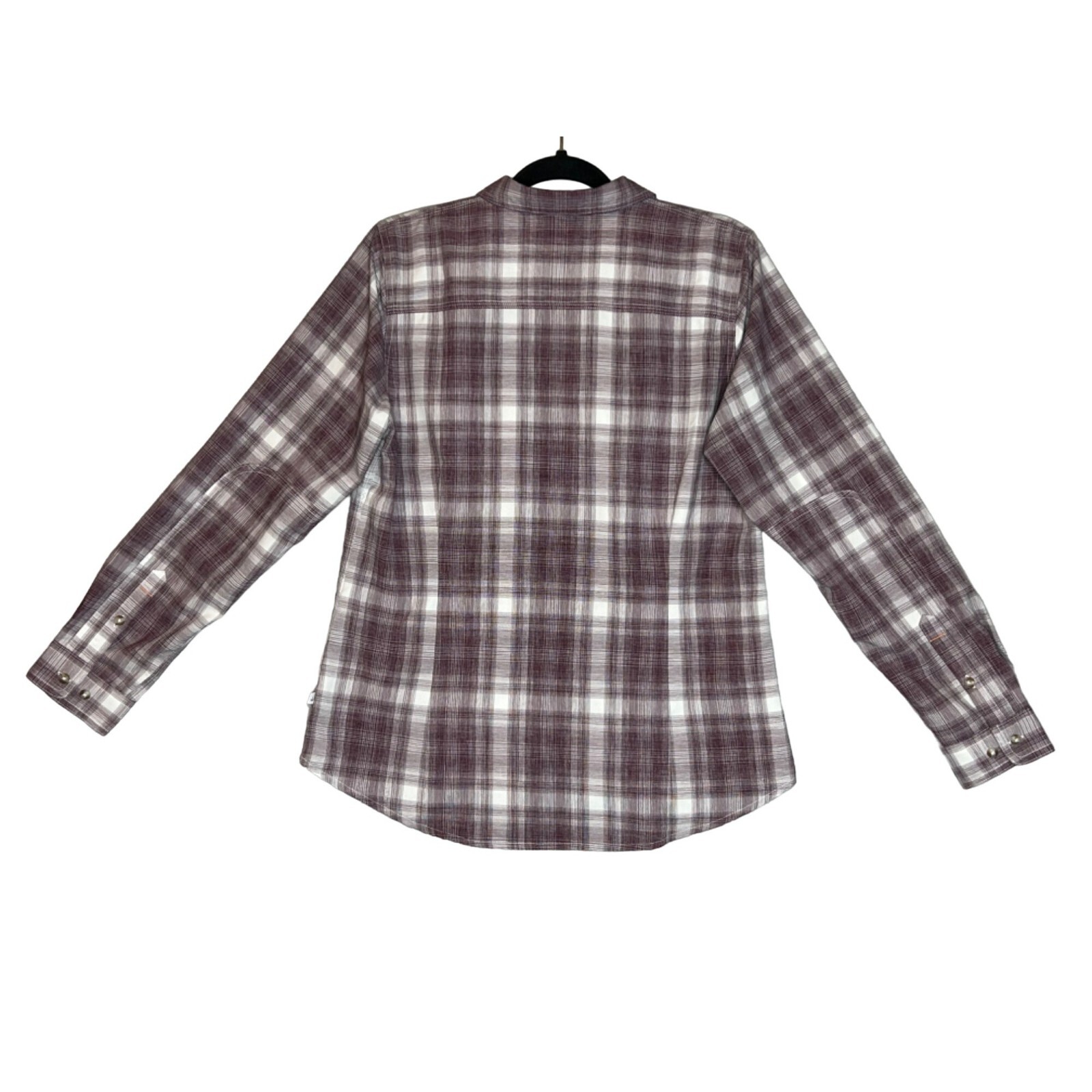Orvis Womens Medium Purple Plaid Button Up Quick Drying Shirt Long Sleeve