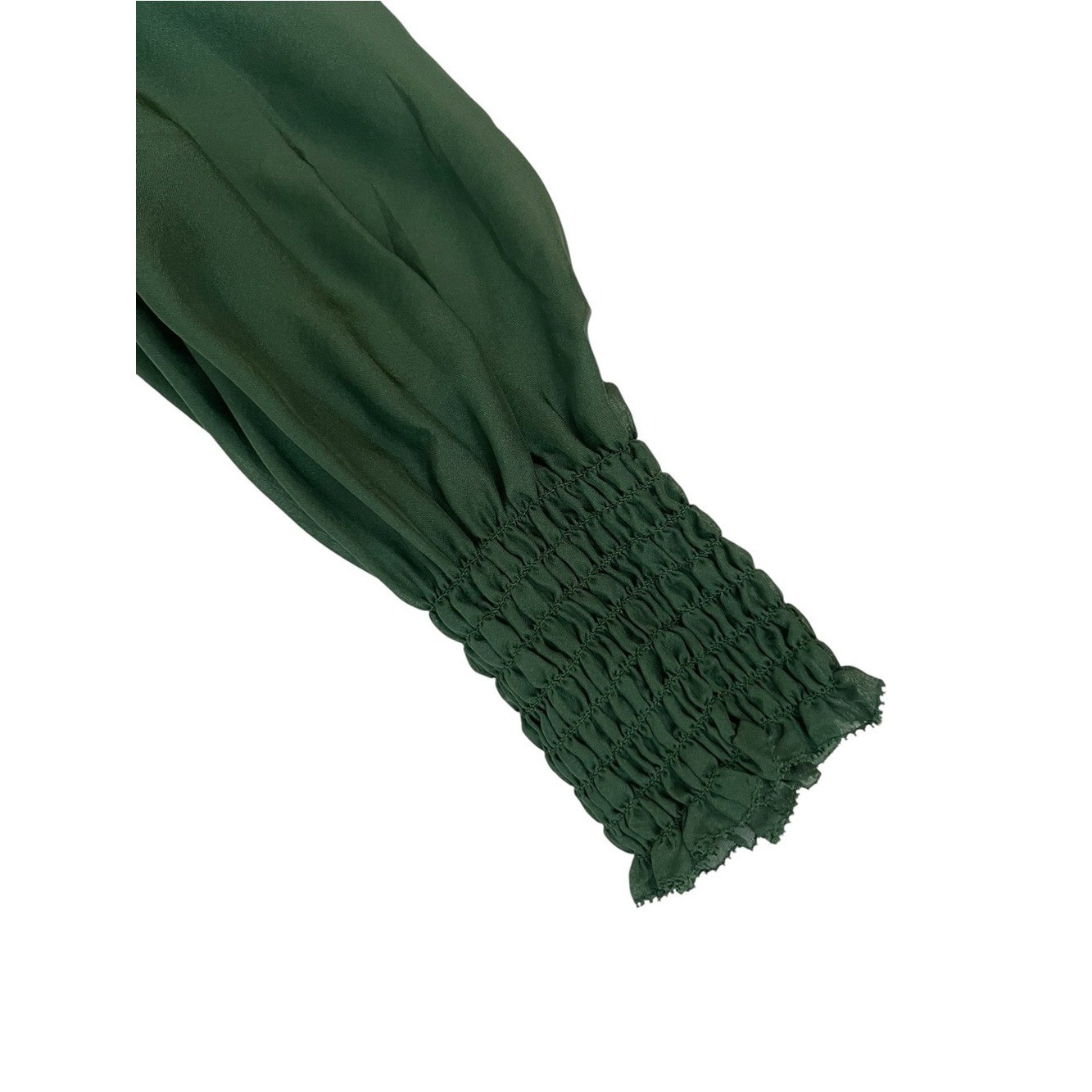 Ladaire 100% Silk Sheer Twist Front Blouse Emerald Green XL