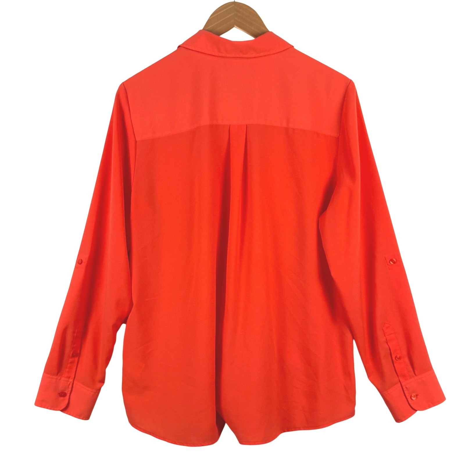 Talbots Womens Roll Tab Long Sleeve Button Down Blouse Shirt XL Office Easy Care