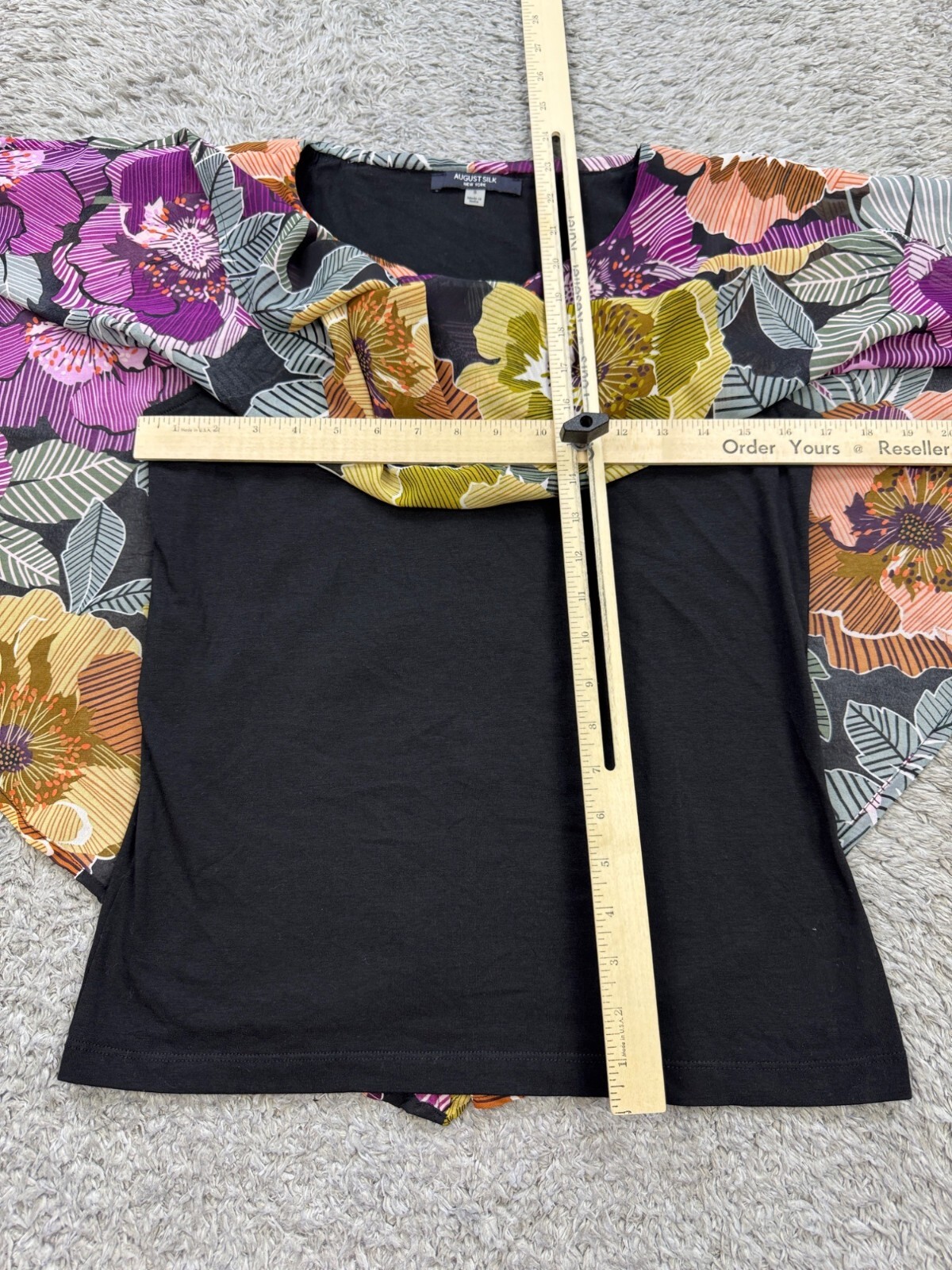 August Silk Top Women Small Layered Watercolor Vibrant Floral Tropical Blouse