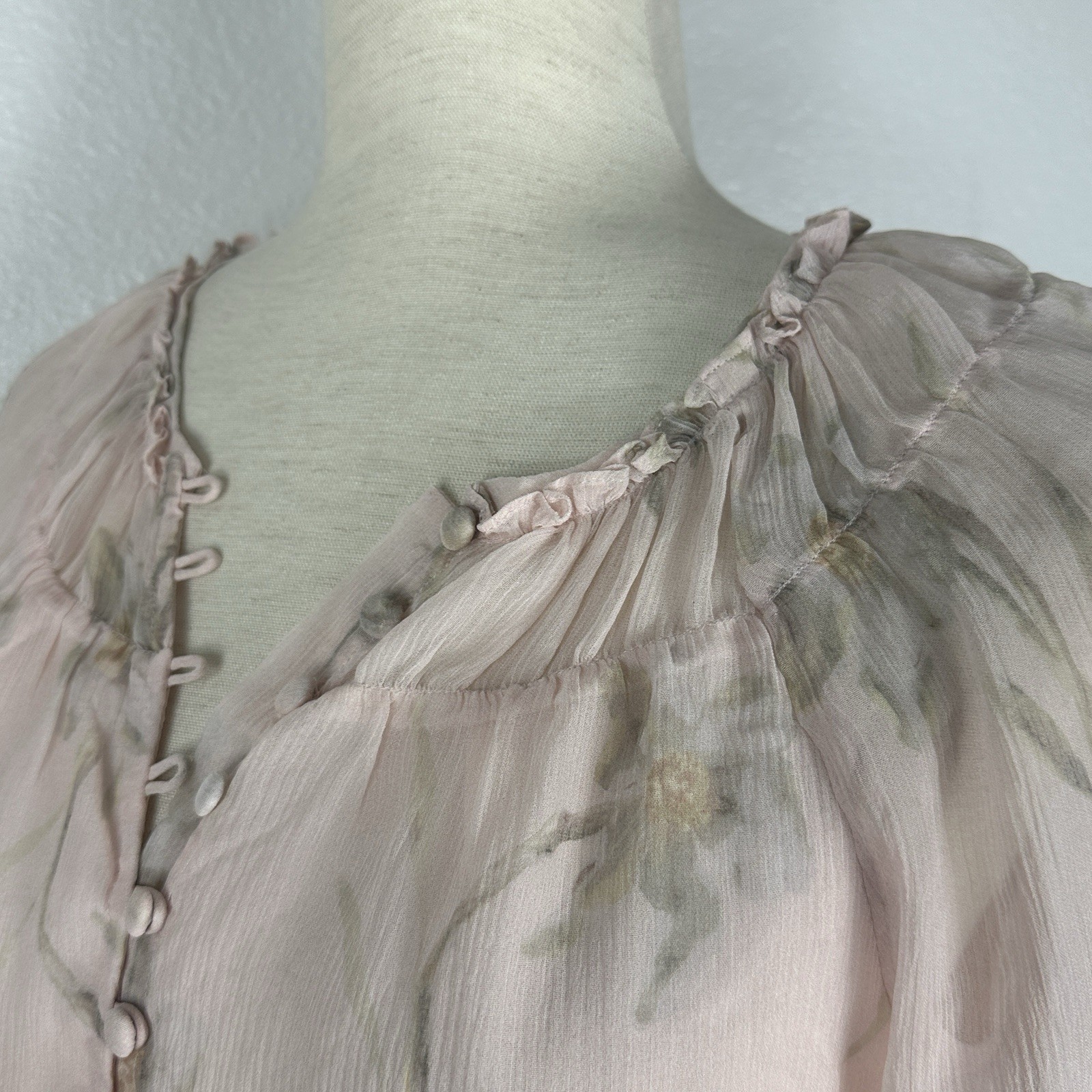 Rebecca Taylor Silk Top Women Size 4 Pink Daffodil Floral Feminine Blouse NWT
