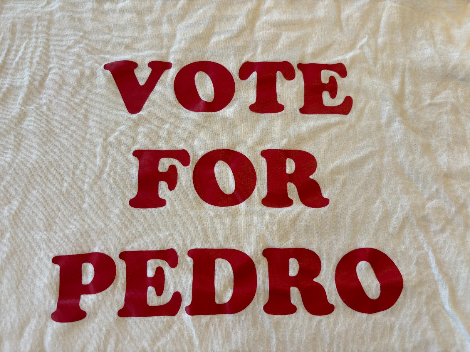 Napoleon Dynamite Womens Shirt XL Ringer Tee Vote for Pedro Y2K Movie White