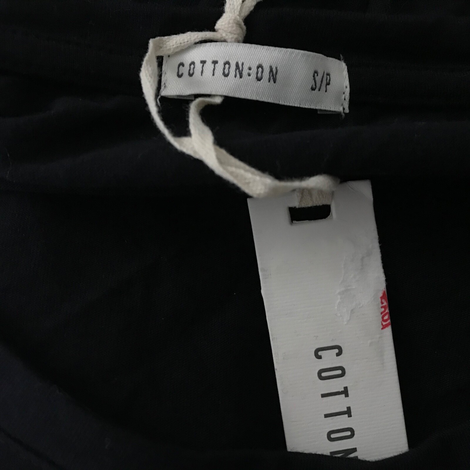 Cotton On Tie Front Blouse Sz S Black LongSleeve Shirt Scoop Neck Solid Top New