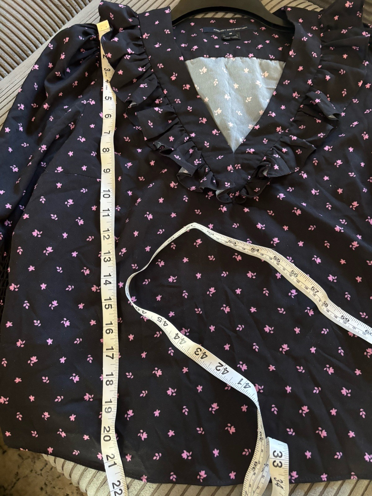 French Connection Floral Peasant Blouse Size Medium