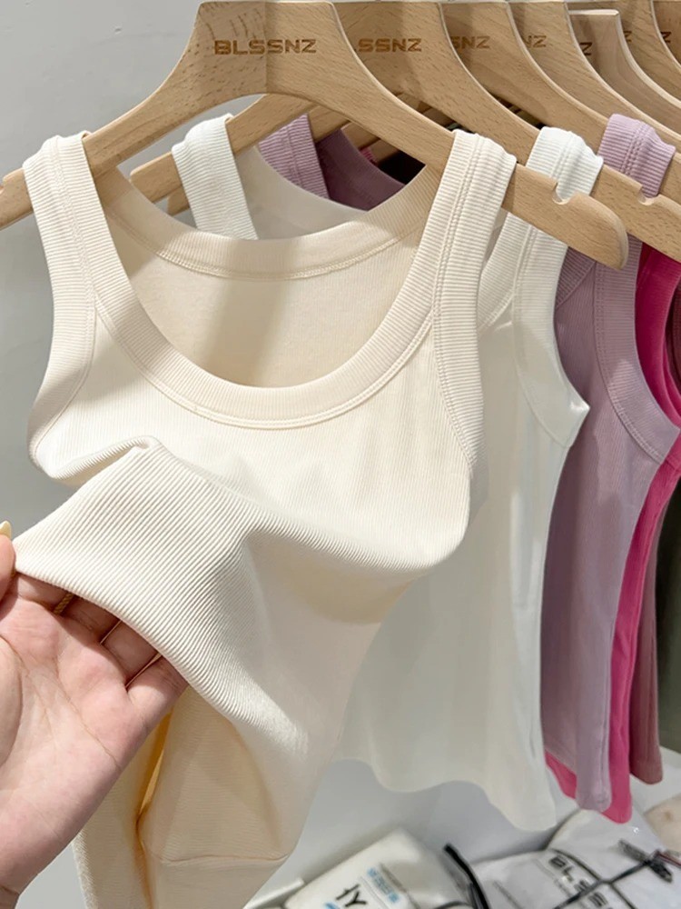 Womens Summer Sleeveless Ribbed Tank Top Stretch Basic Camisole