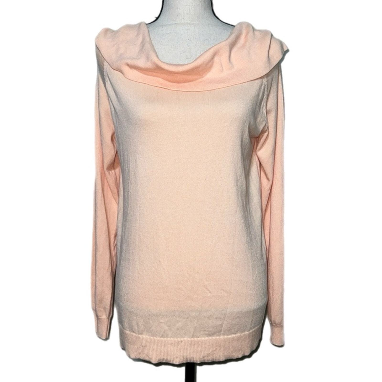 Joan Vass women’s size XL peach parfait pullover long sleeve turtleneck stretchy