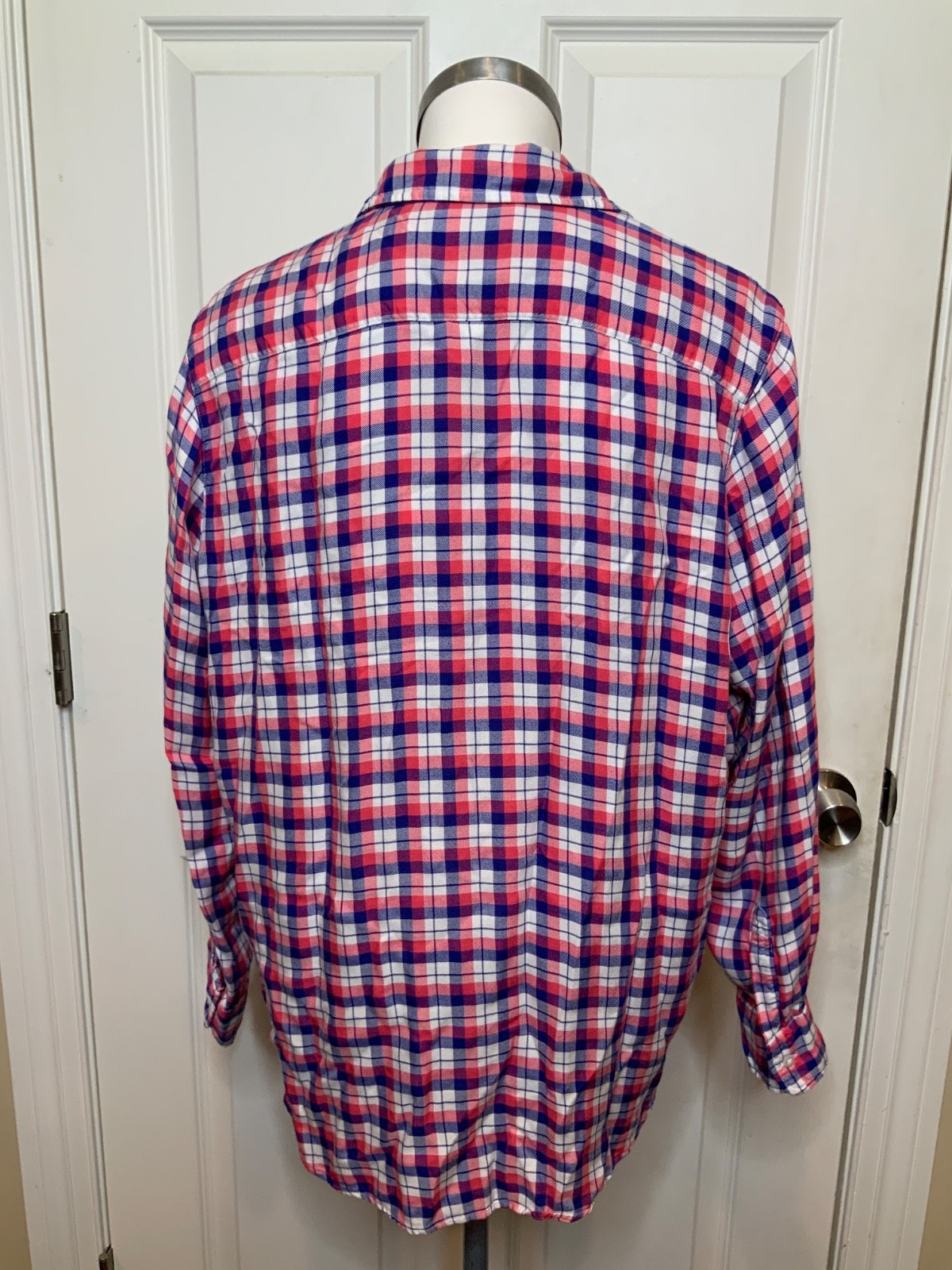 Frank & Eileen Pink Blue White Flannel Plaid Eileen Button-Up Shirt, Size S