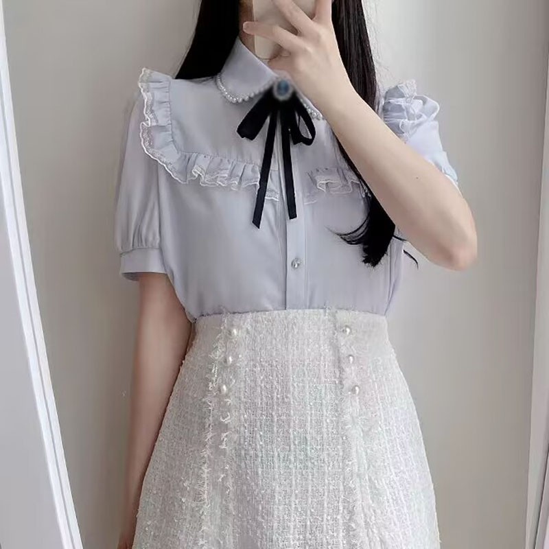 Japanese Sweet Girls Womens Doll Collar Shirt Tops Lolita Cute Princess T-Shirts