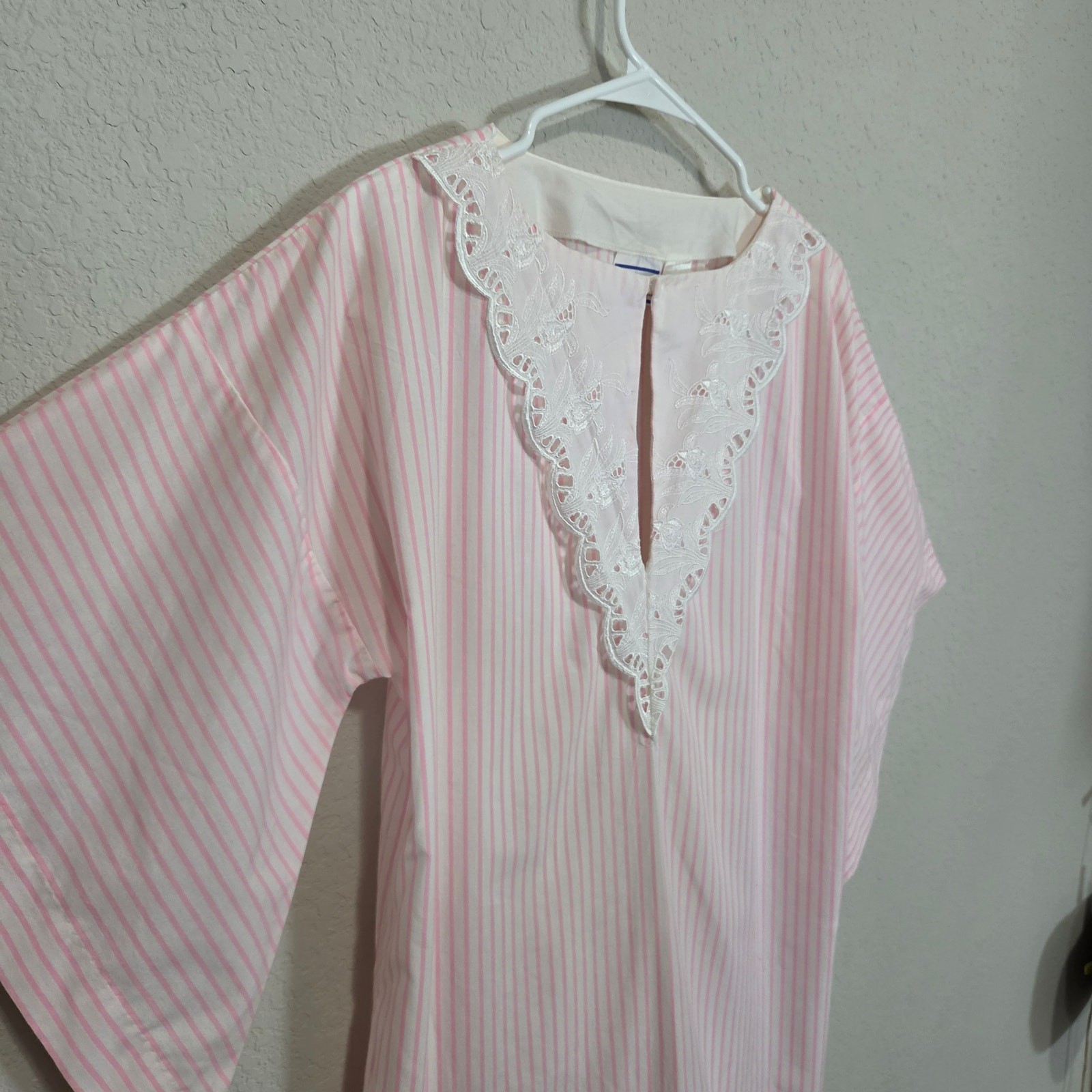 Vintage Avon Fashions Tunic Top Womens M Pink Striped Casual Summer Coastal