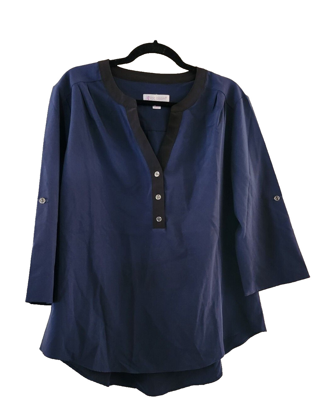 Lilac Bloom Dark Blue Pullover Blouse L