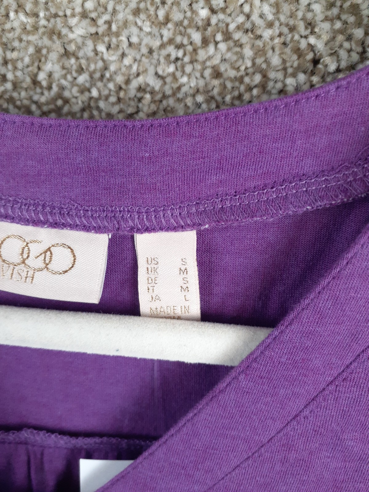 LOGO Lavish Peplum Eyelet Top Womens S Purple Knit Stretch V-Neck Boho NWT