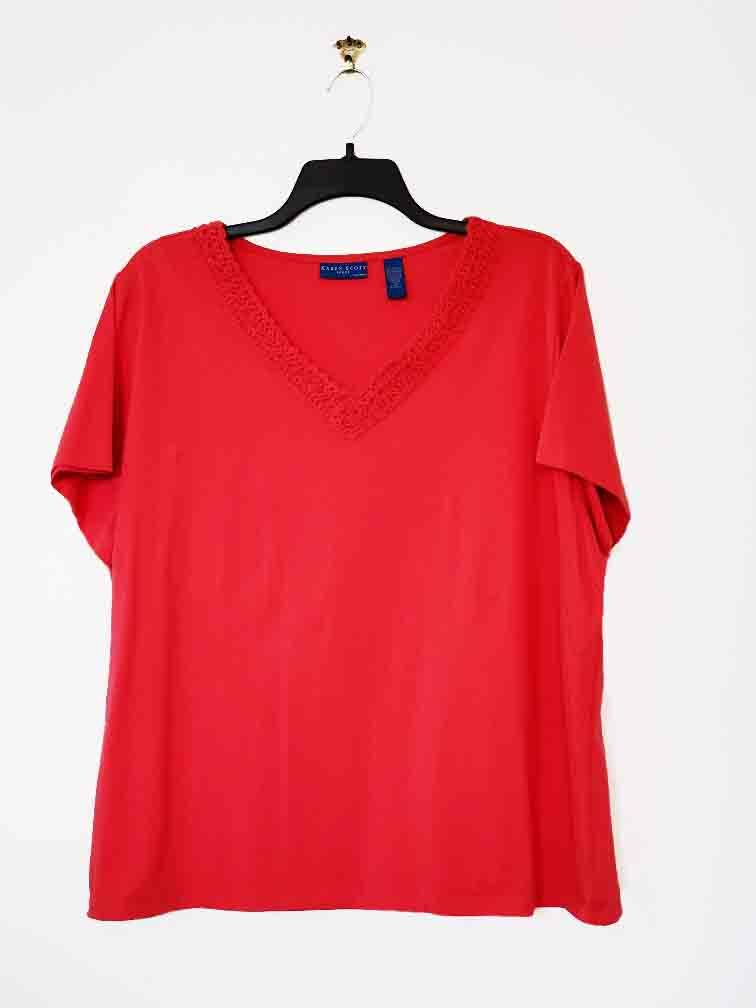 Karen Scott Sport Women’s Plus 3X T-Shirt Top Deep Orange 94% Cotton 6% Spandex