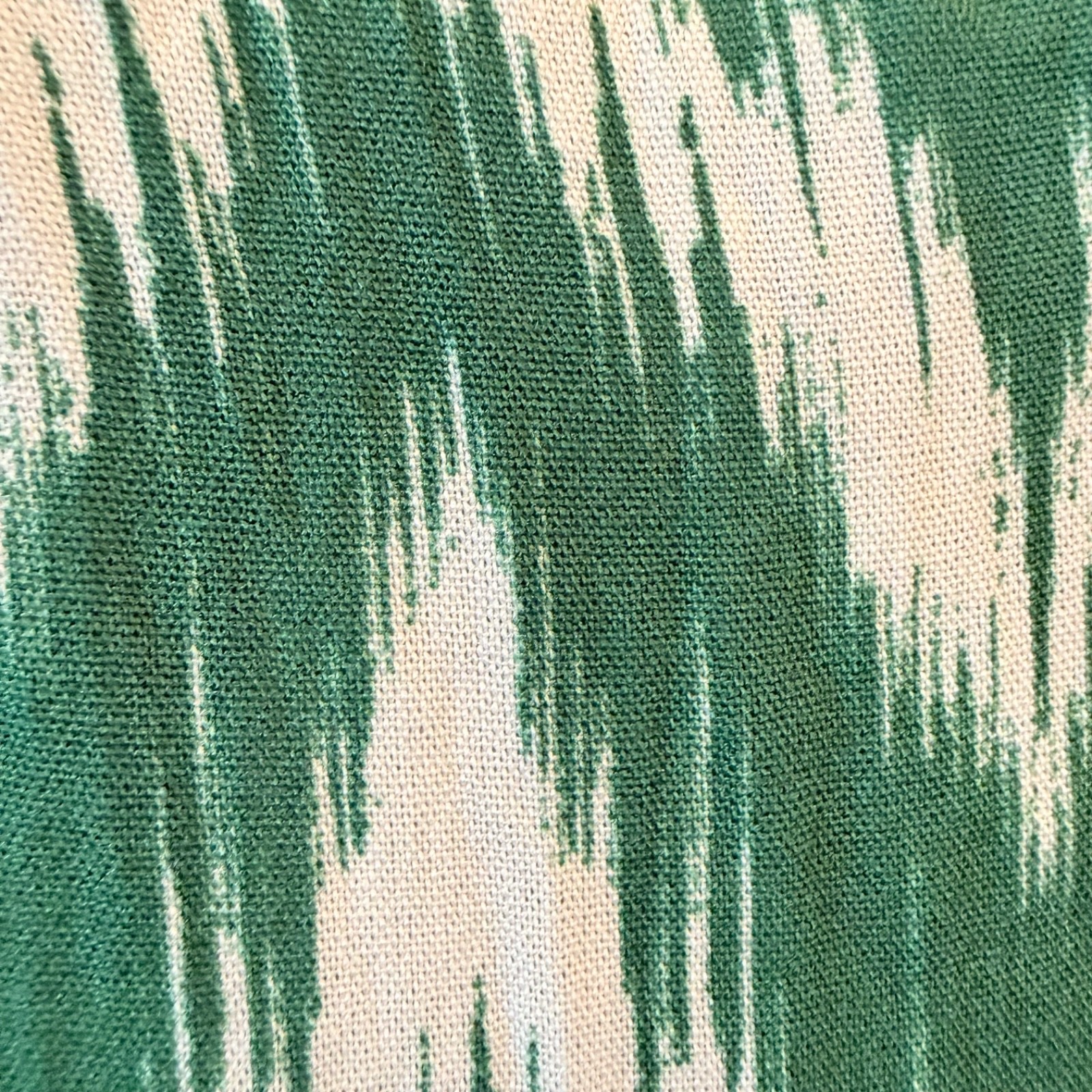 Pomander Place Ikat Peplum Top Women XS Green Bell Sleeve V Neck Boho Top Resort