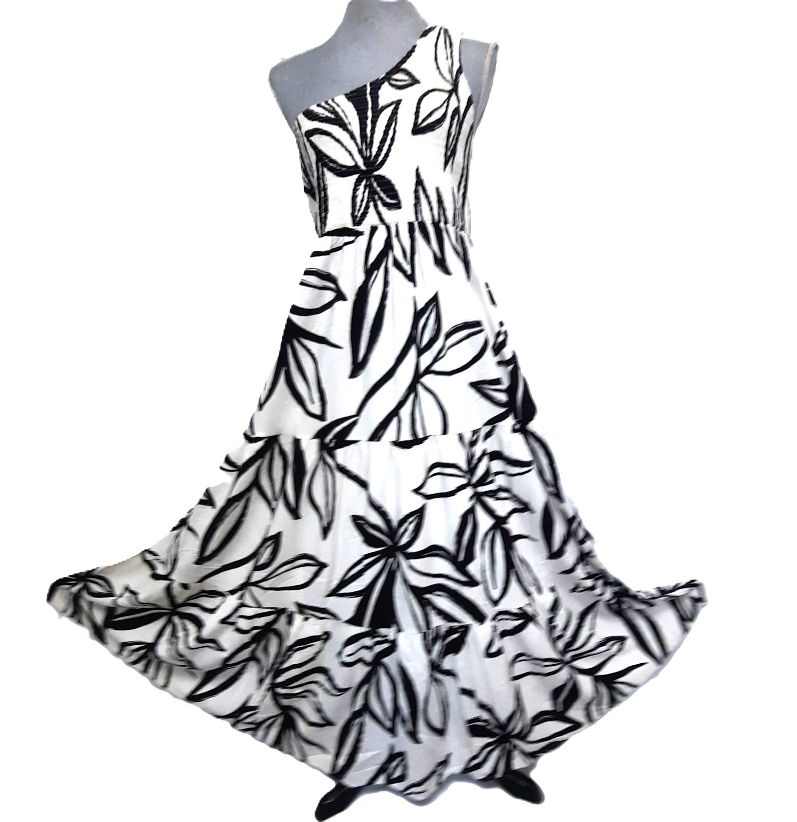ATL Abel The Label Sz XL black white Australia one shoulder rayon back to school
