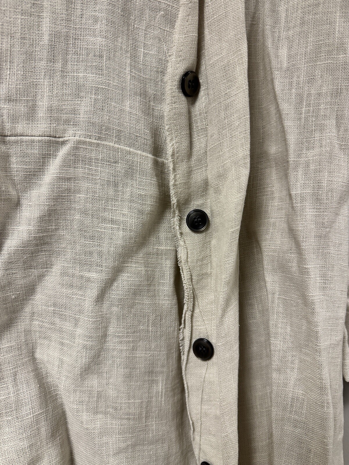 J. BASTING Linen Blend Button Up Shirt Dress Made in Korea Size Small