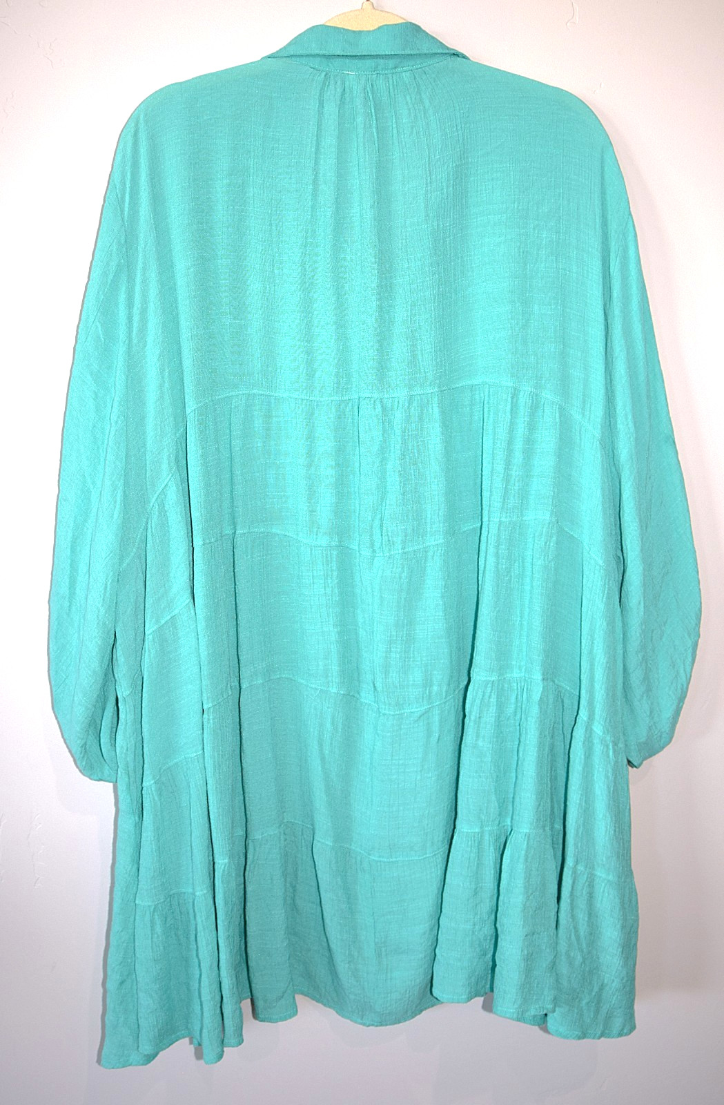 UMGEE AQUA GREEN BOHO BABYDOLL TIERED TUNIC TOP BLOUSE RAYON BLEND PLUS 2X – 3X