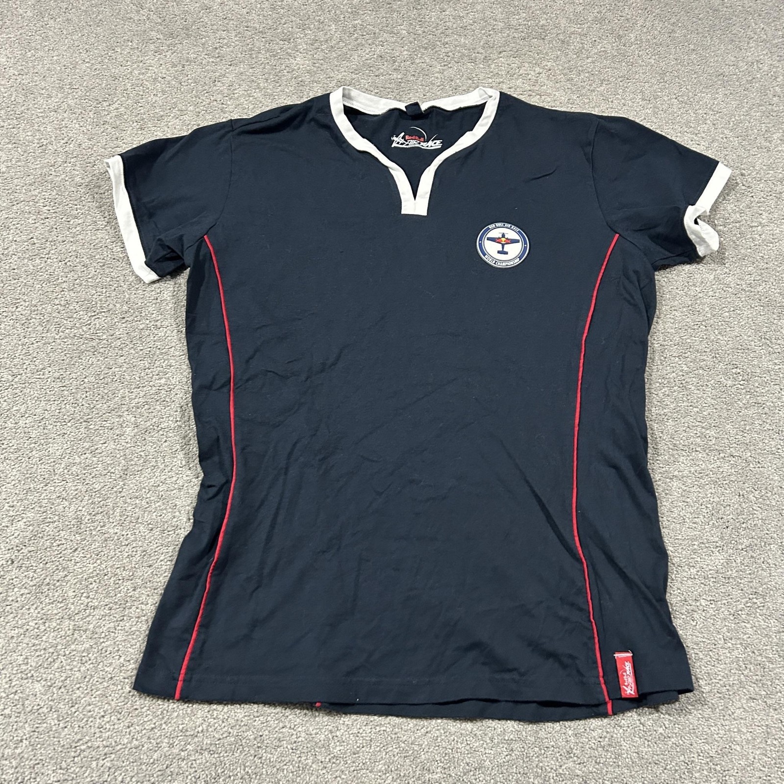 Red Bull Air Race World Championship T-Shirt Womens XL Navy Ringer V-Neck Casual