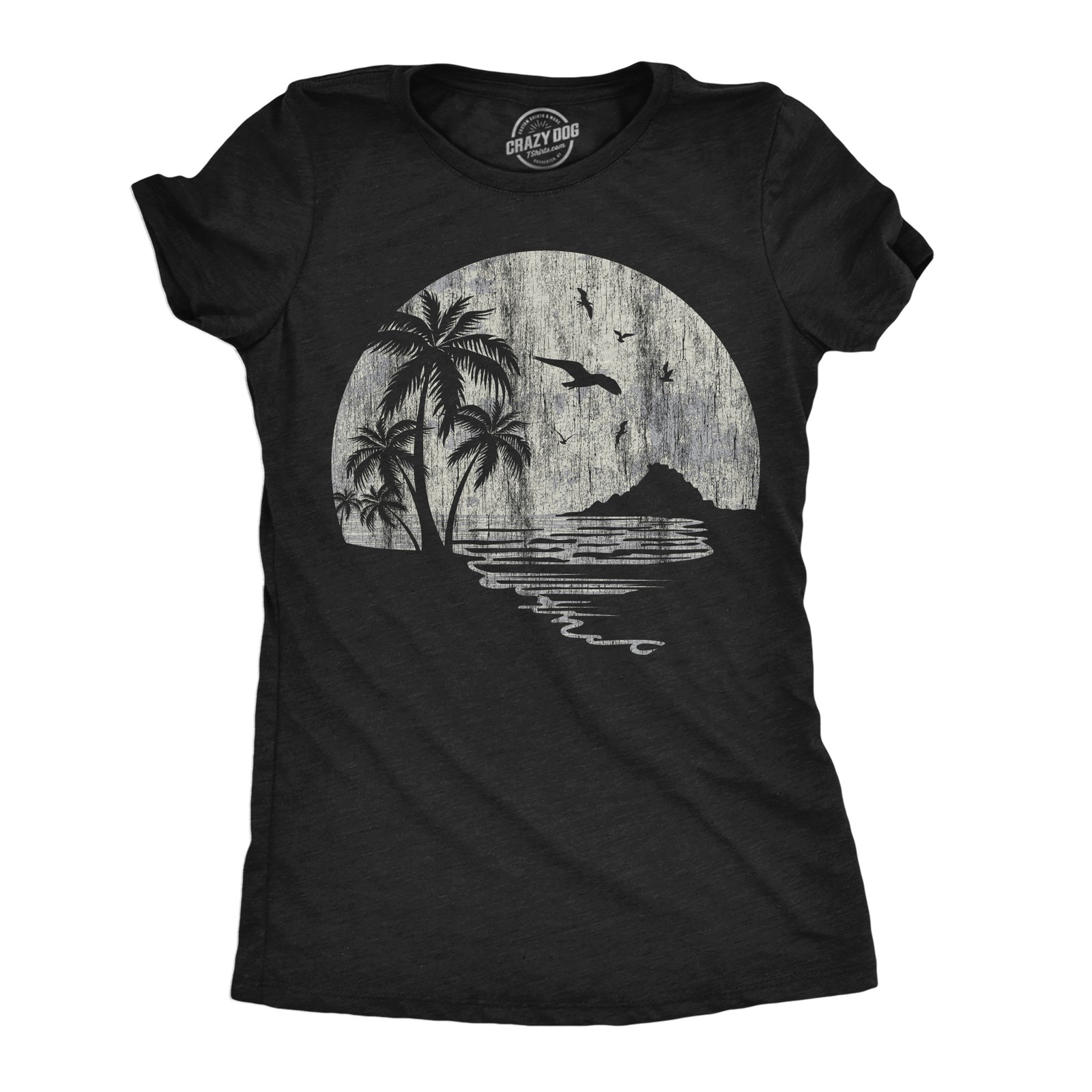 Womens Funny T Shirts Moon Beach Vacation Novelty Graphic Tee for Ladies