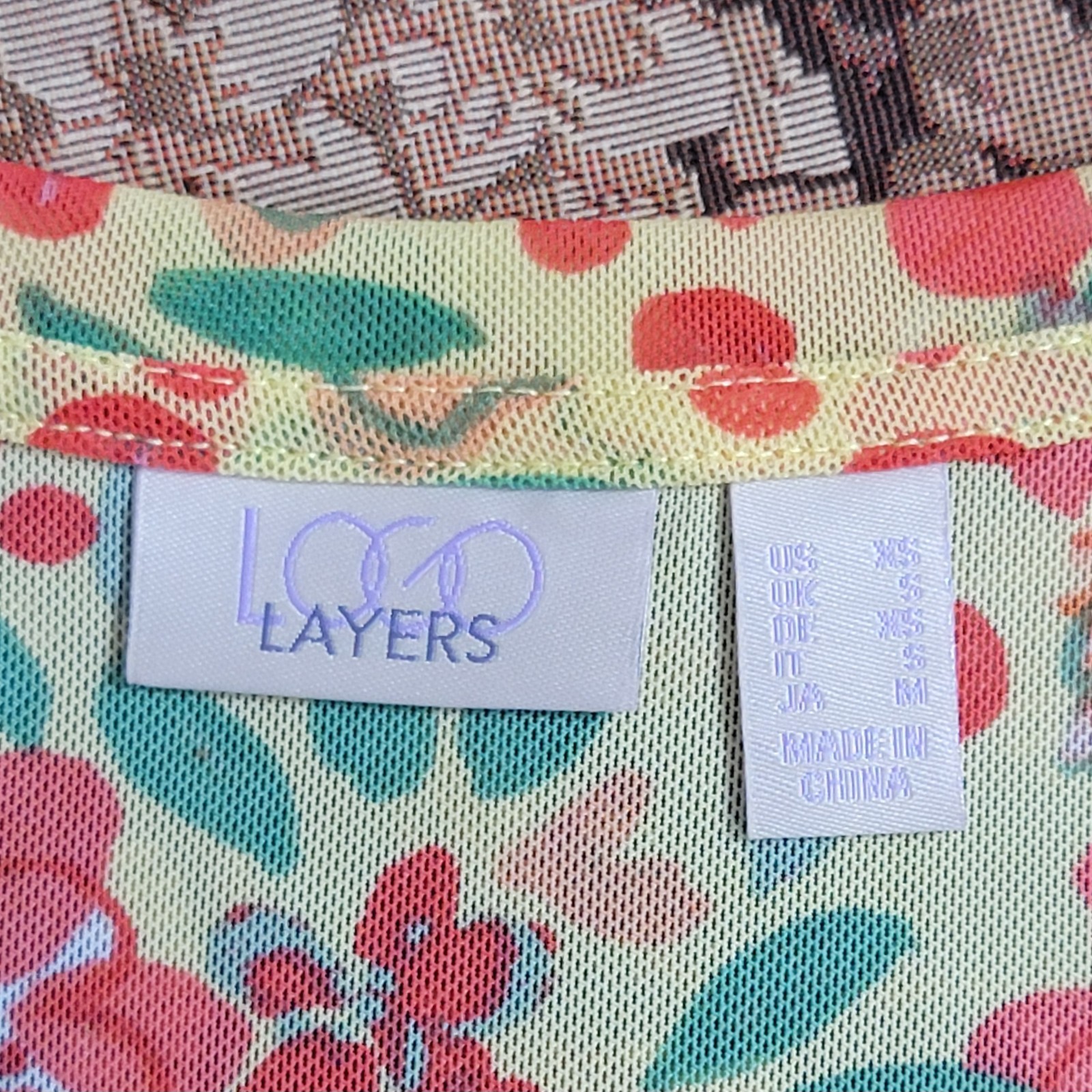 LOGO Layers by Lori Goldstein Tunic Top Womens XS Floral Sheer Mesh Ruffle Hem