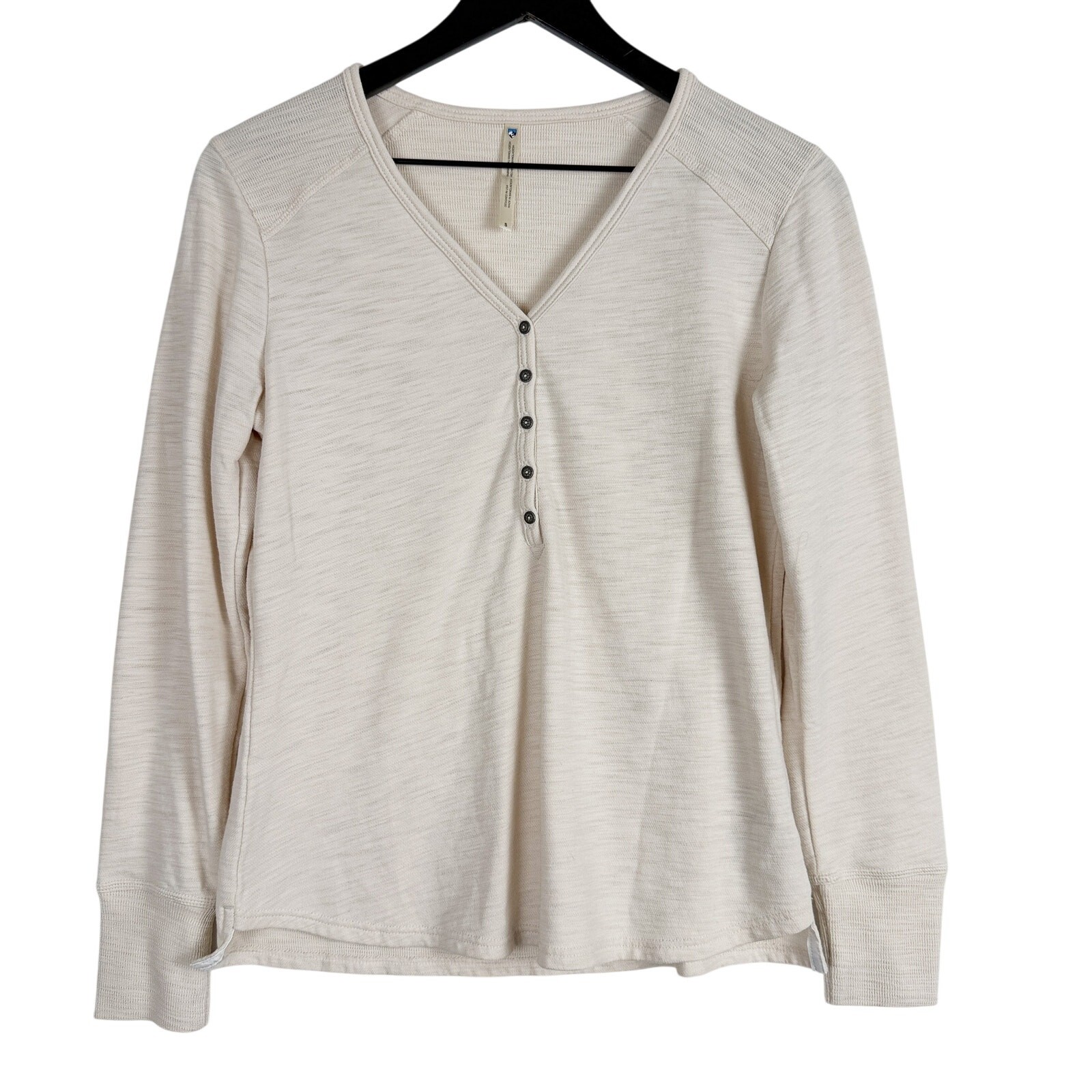 Kuhl Women’s Lola Henley Long Sleeve VNeck Shirt Cream – S